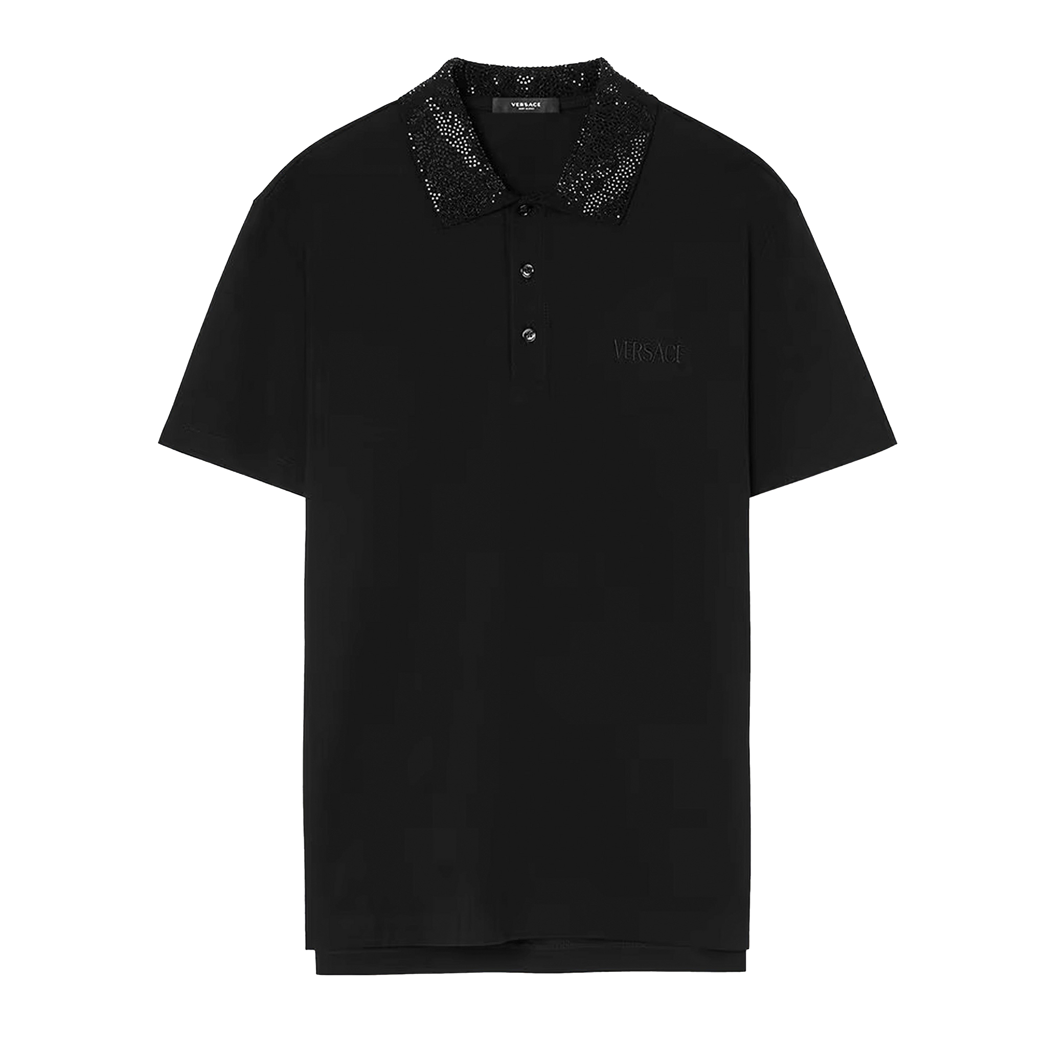 Camiseta Tipo Polo Negra Versace Rhinestone