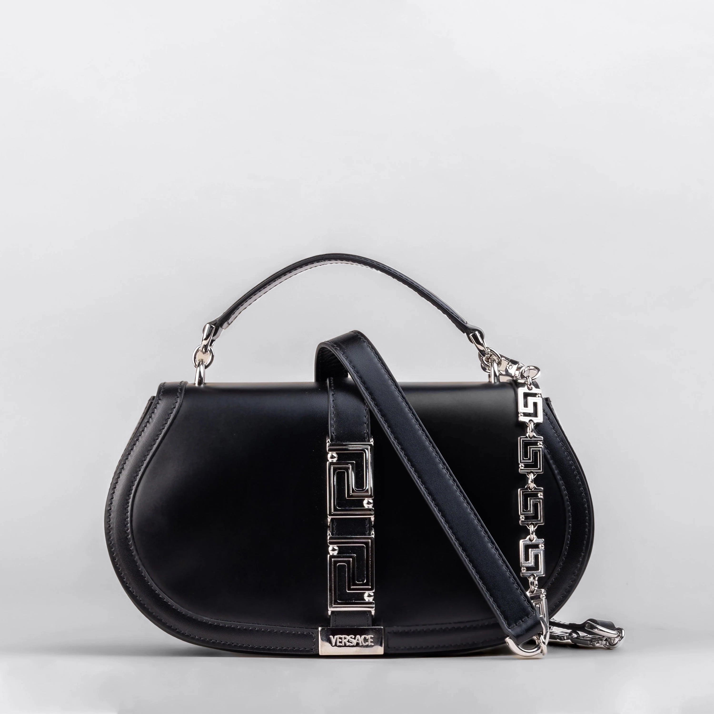 Cartera Negra Versace Silver Greca Goddess