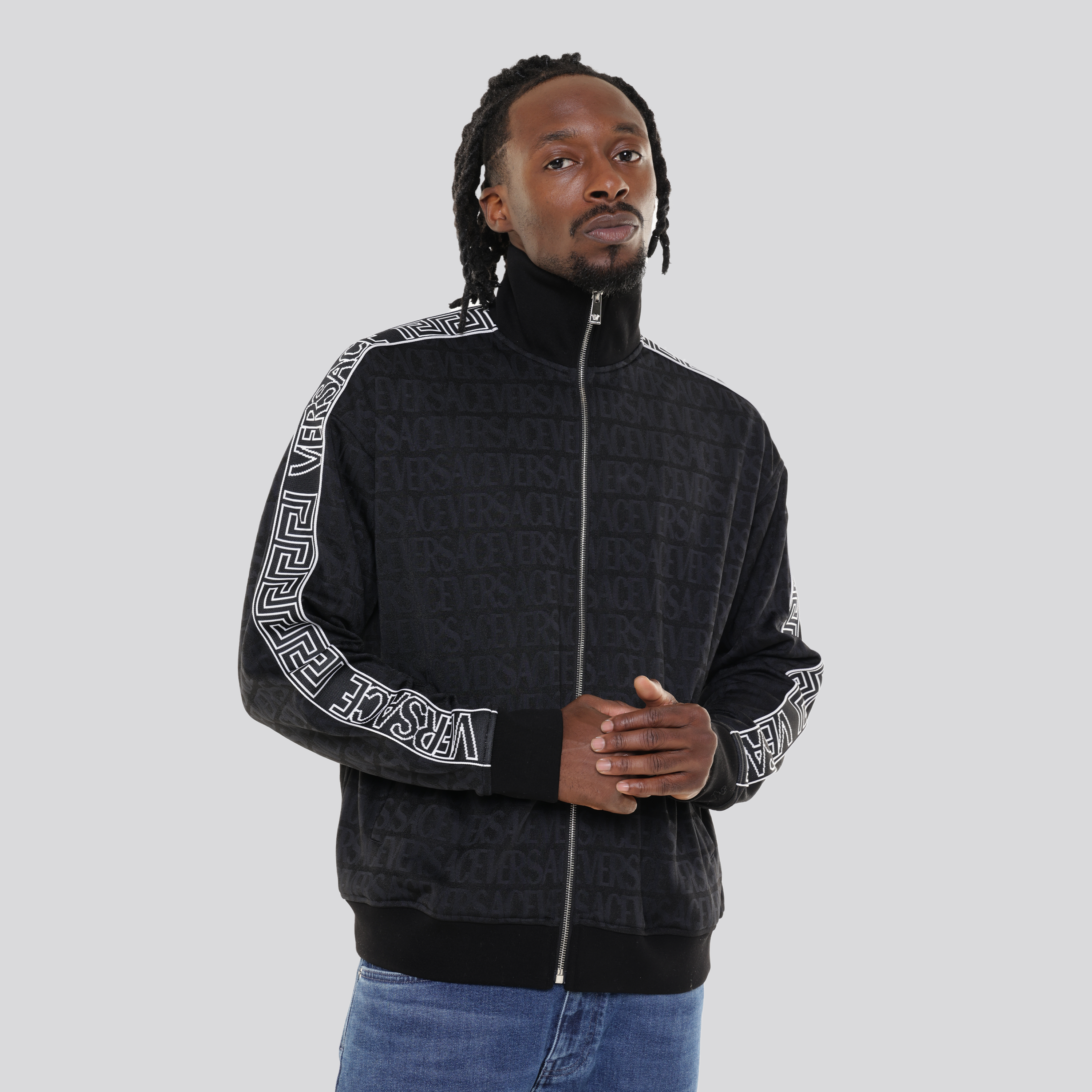 Chaqueta Negra Versace Greca Side Loco