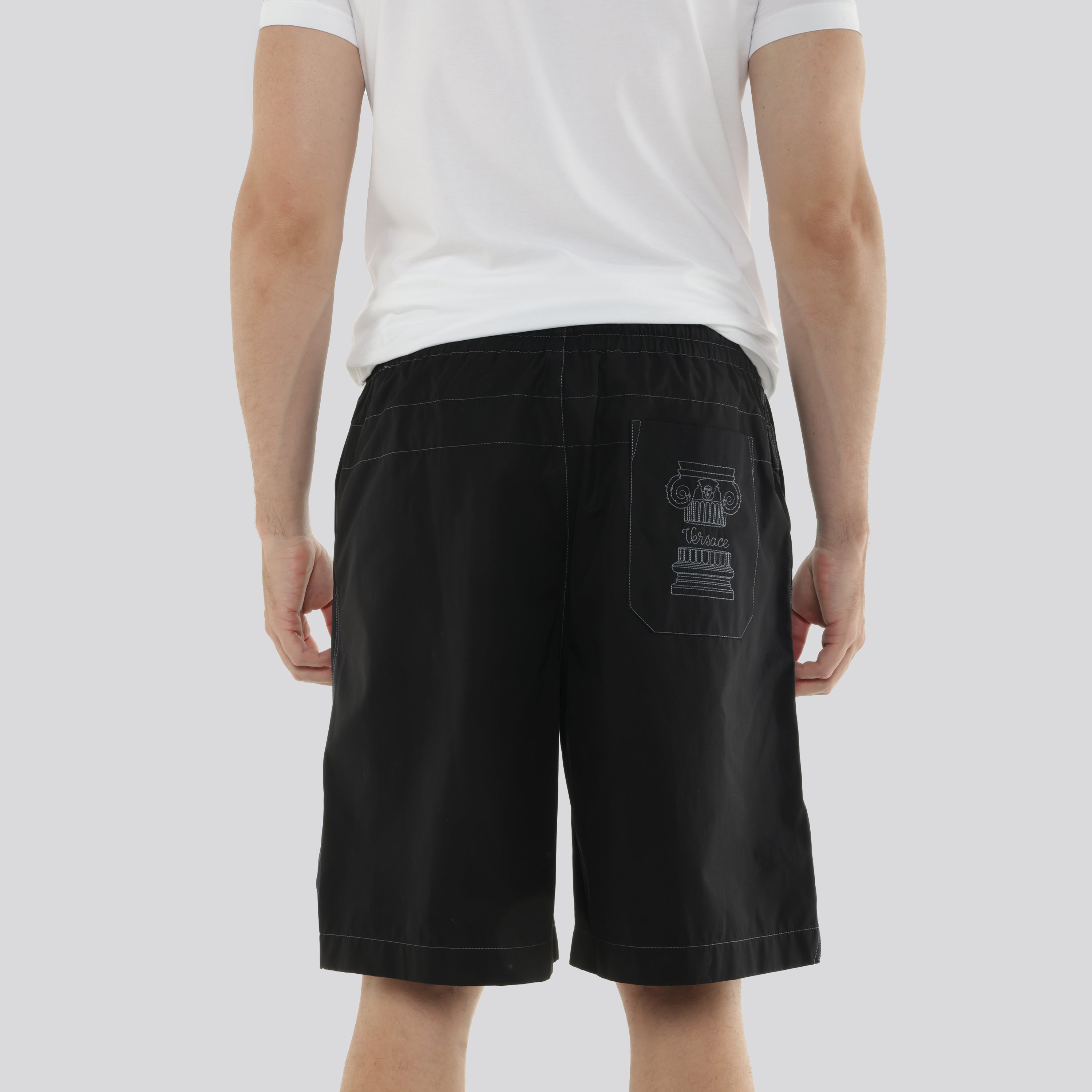 Shorts Negro Versace Plaque