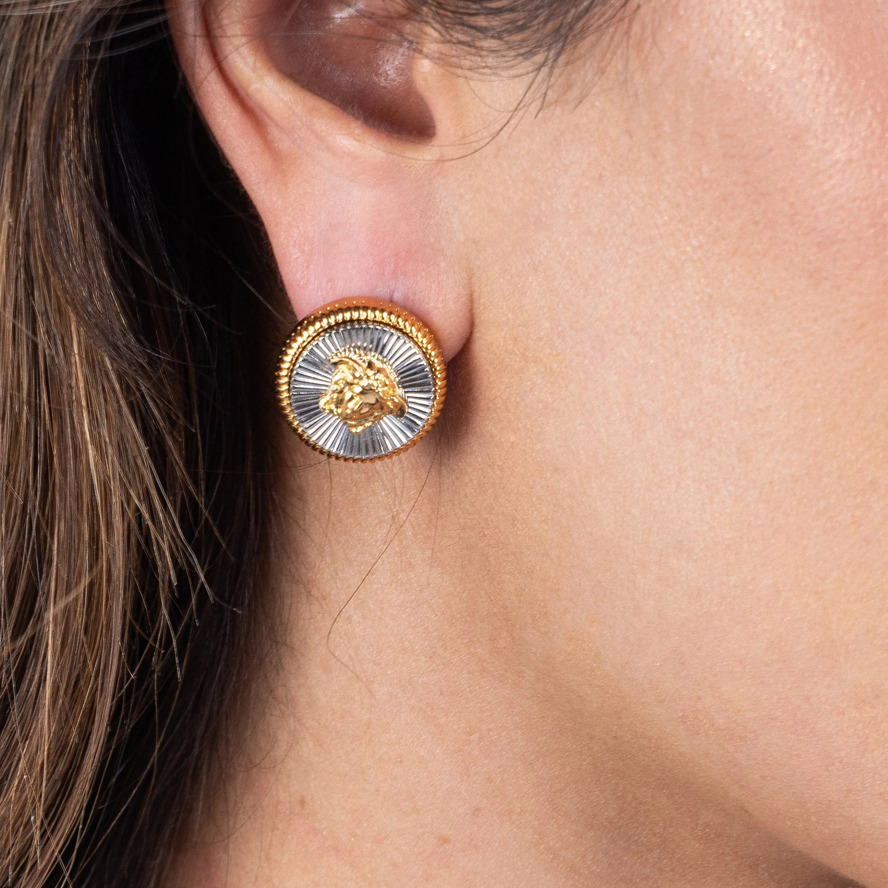 Aretes Dorados Silver Versace Medusa