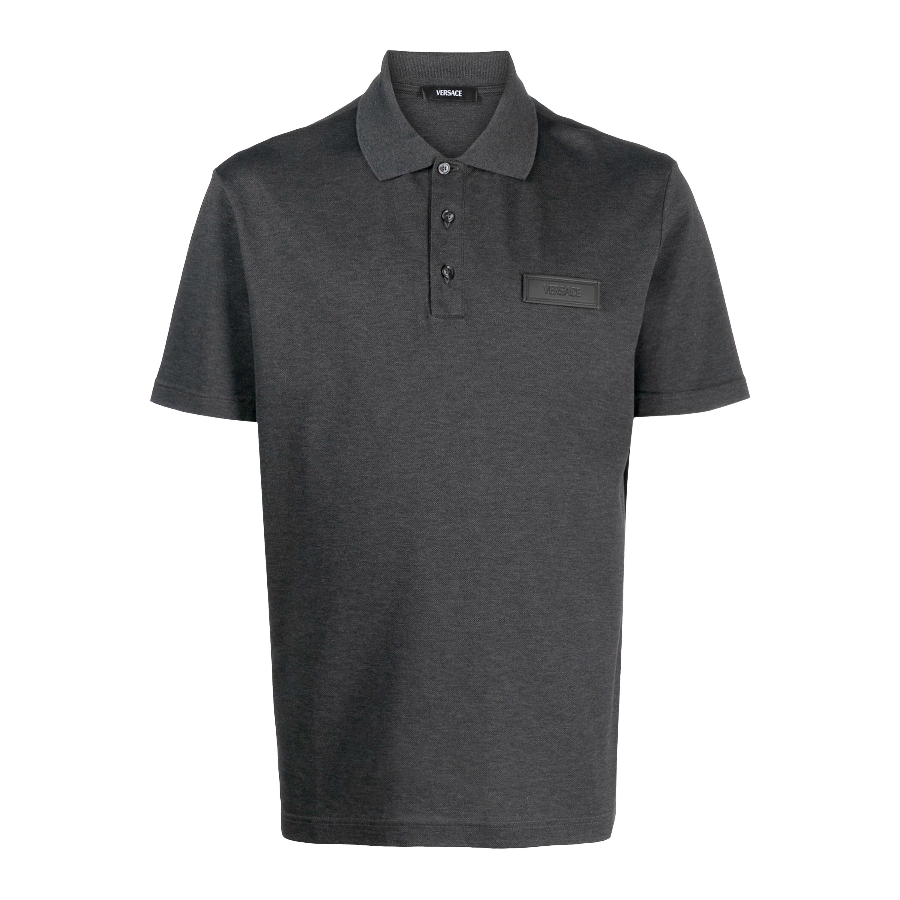 Camiseta Tipo Polo Gris Versace Leather Tag