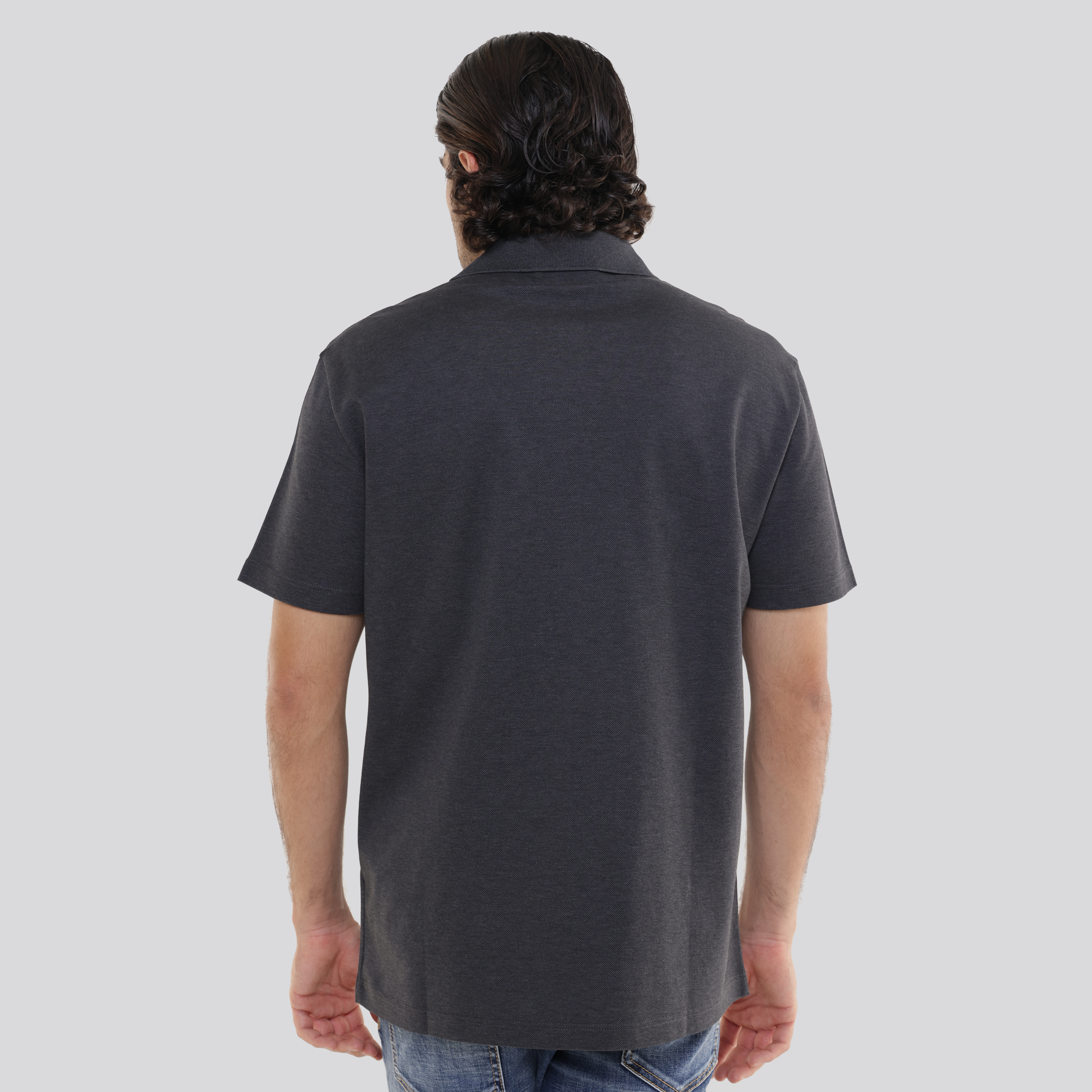 Camiseta Tipo Polo Gris Versace Leather Tag