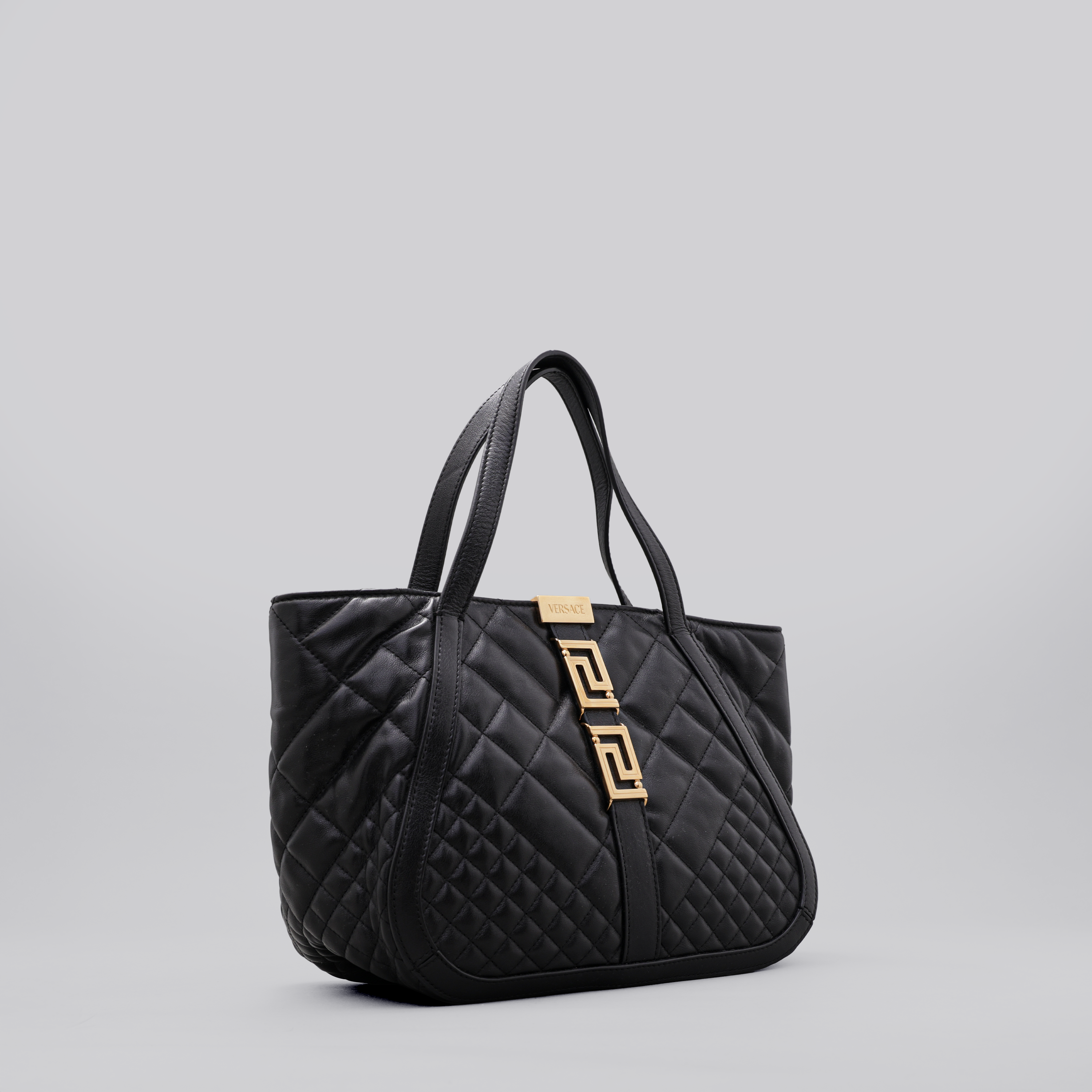 Cartera Negro Versace Tote Greca Goddess