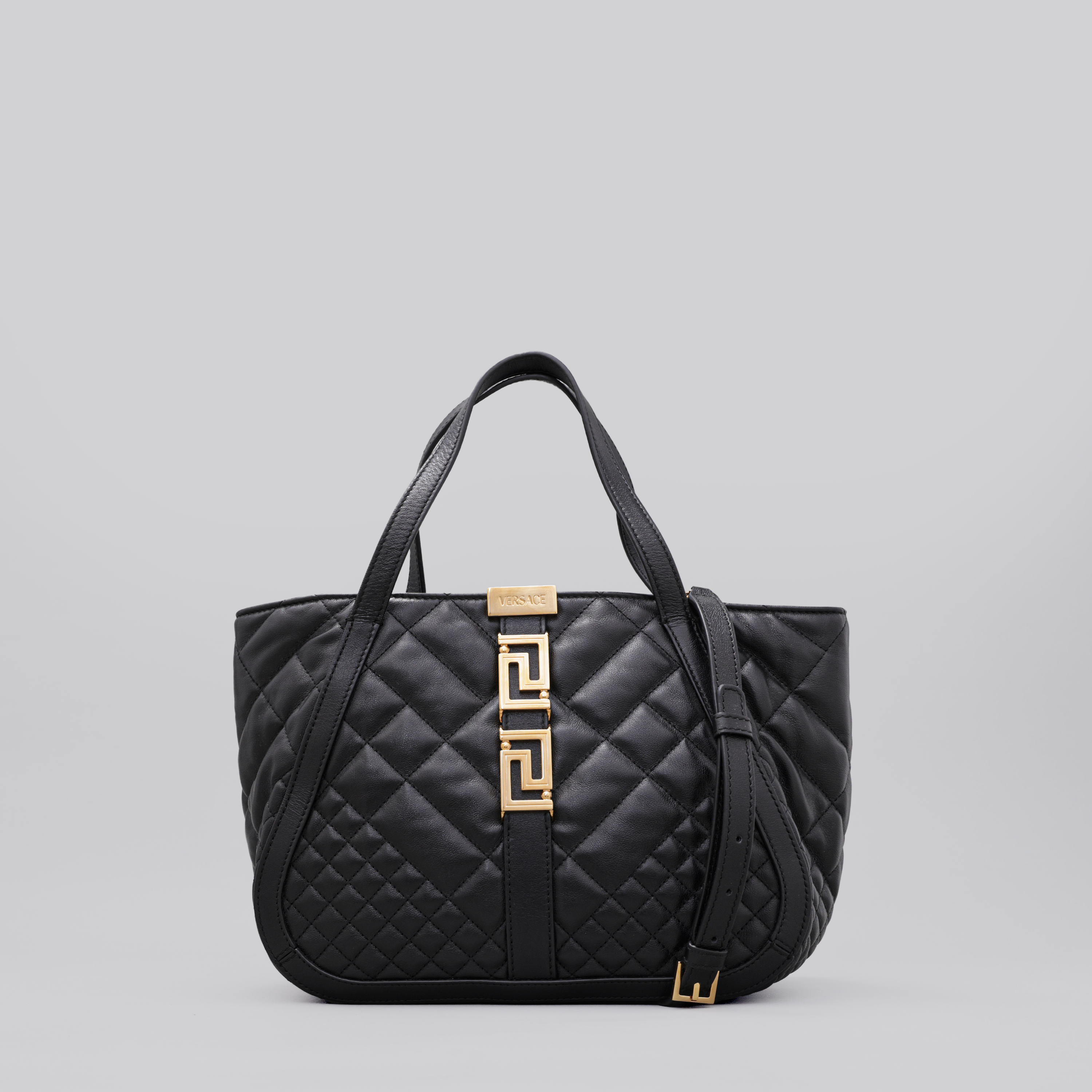 Cartera Negro Versace Tote Greca Goddess