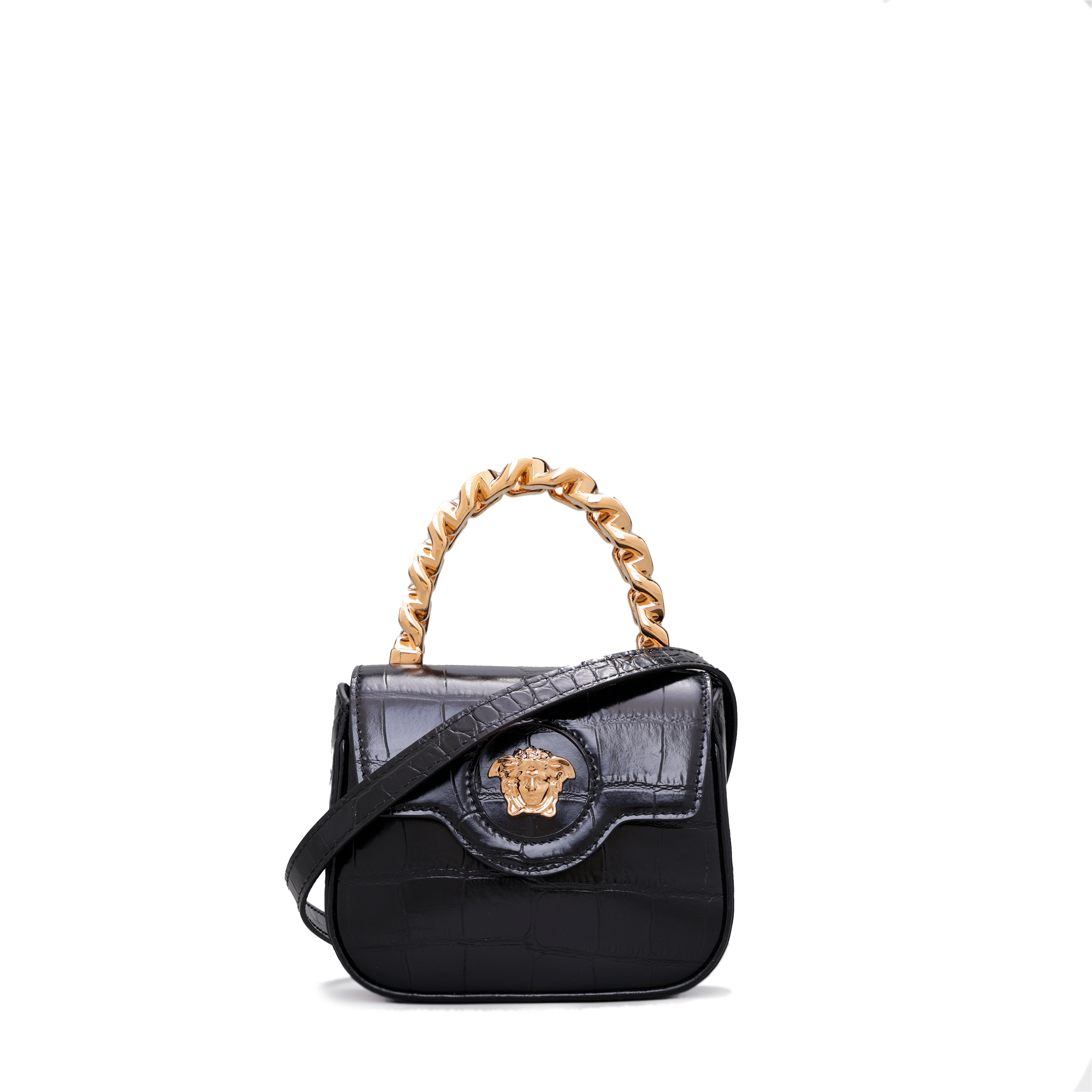 Cartera Negra Versace Goddess Croco