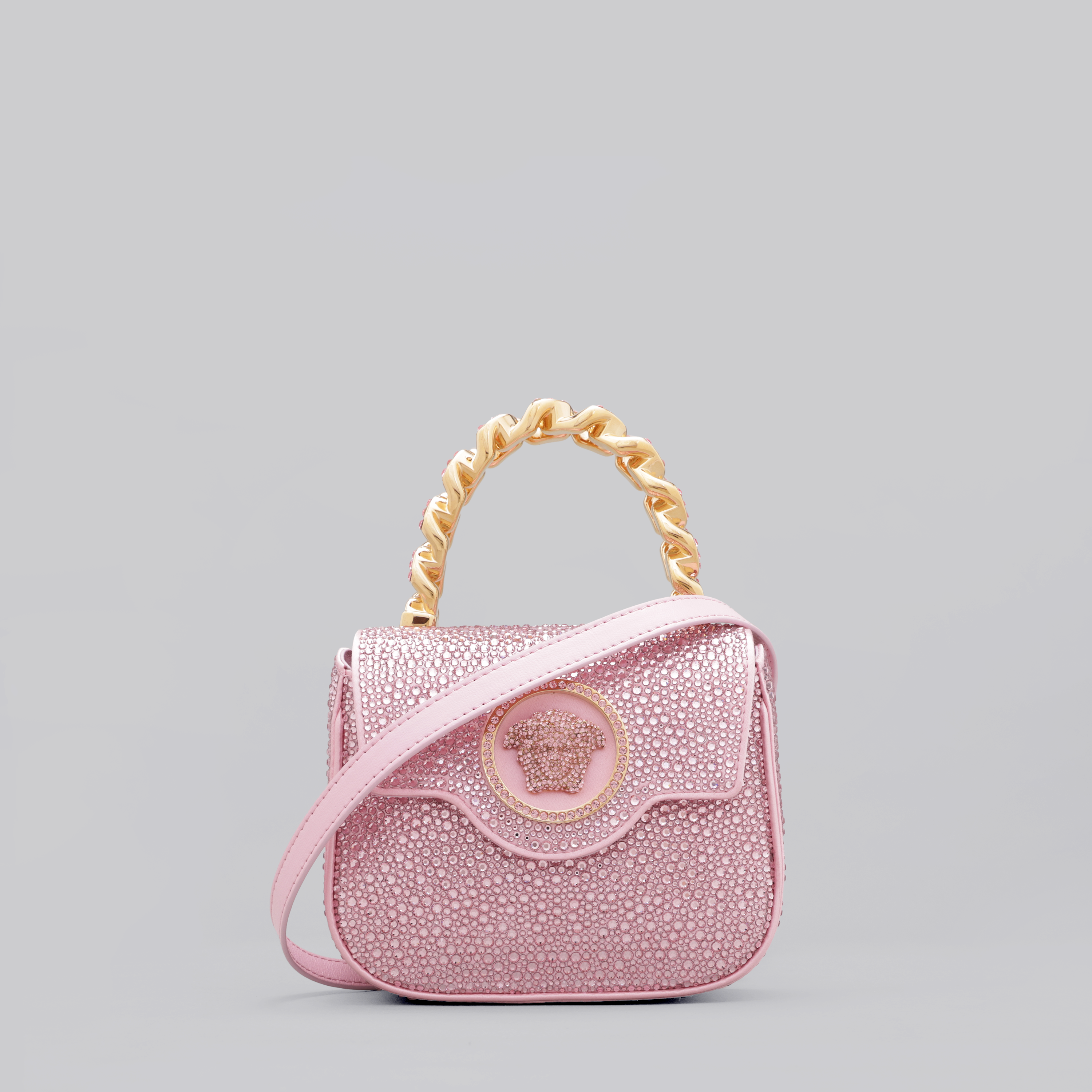 Cartera Rosado Versace La Medusa Crystals