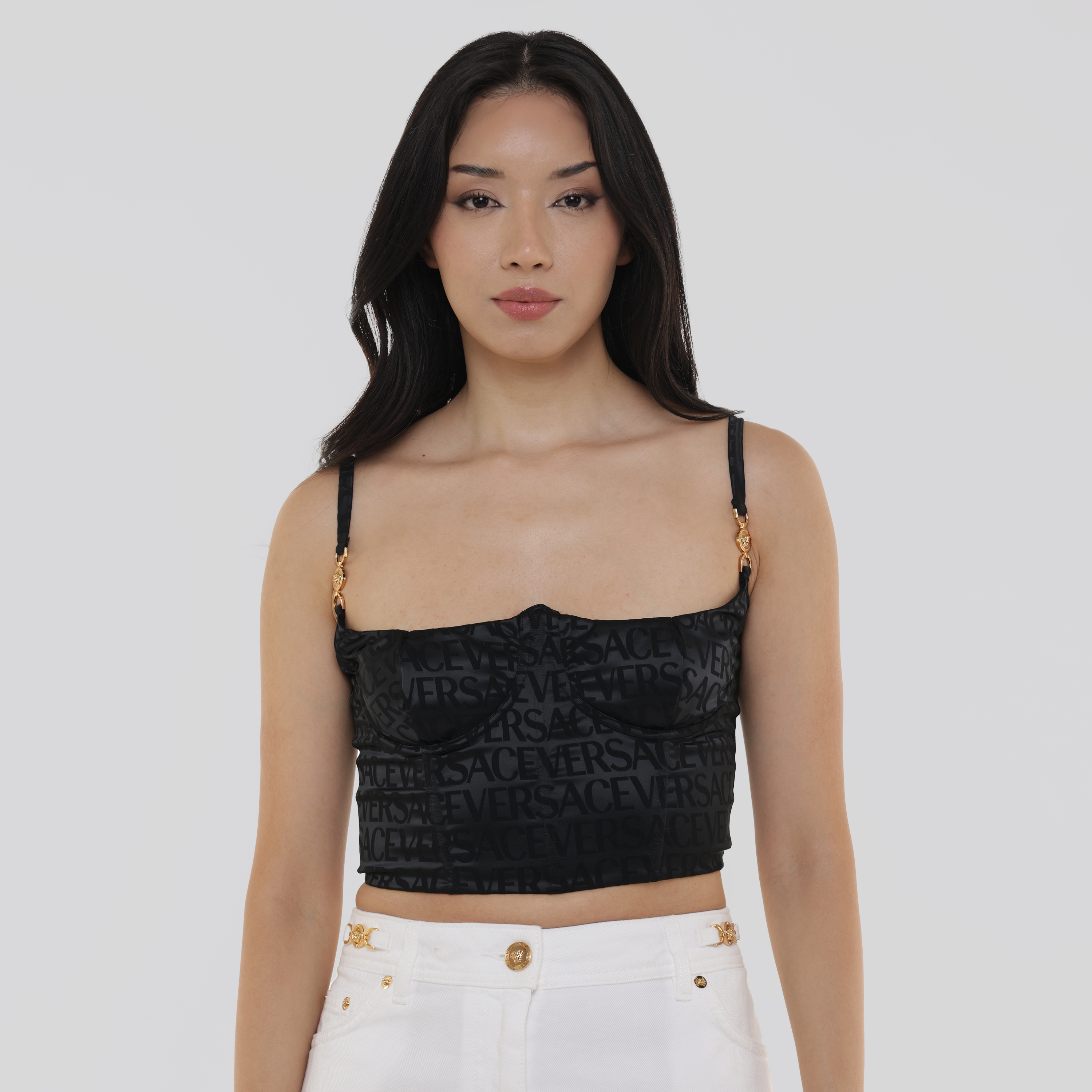 Top Negro Versace Miltilogo