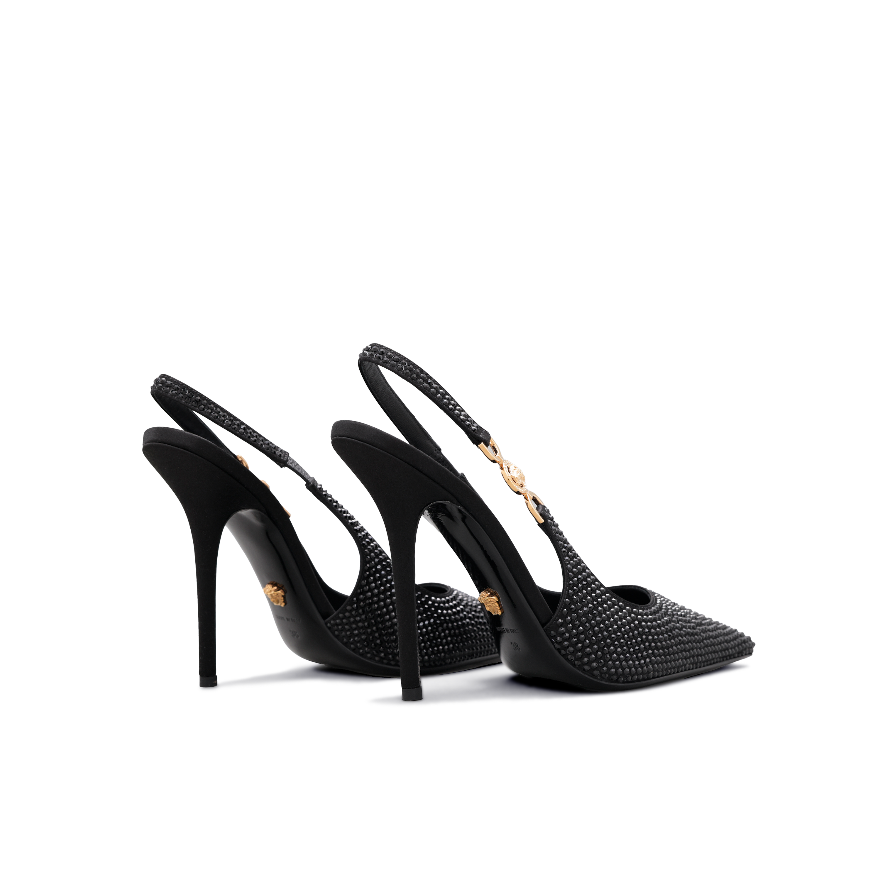 Sandalias de Tacón Negras Versace Crystals