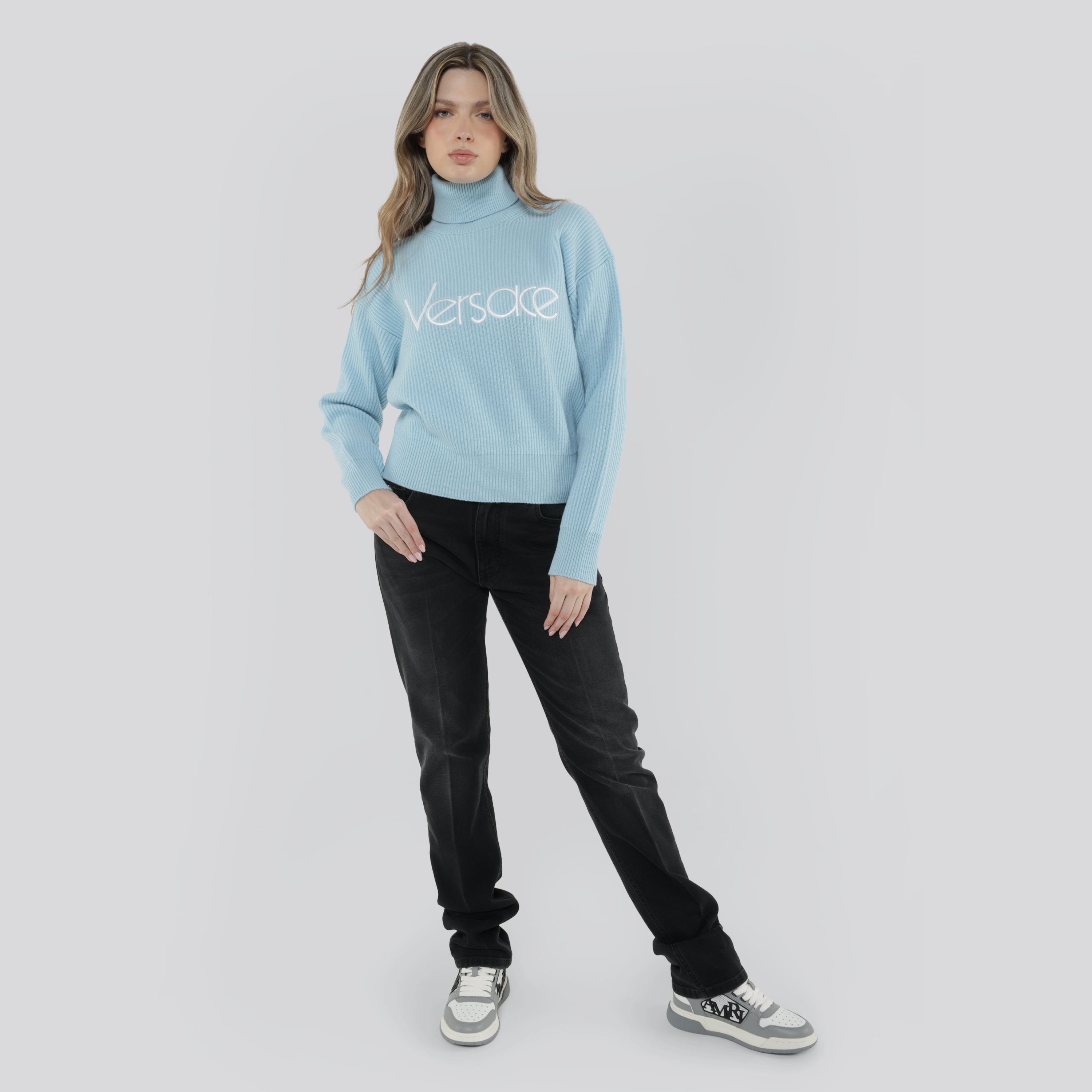 Jeans Negro Versace Plaque