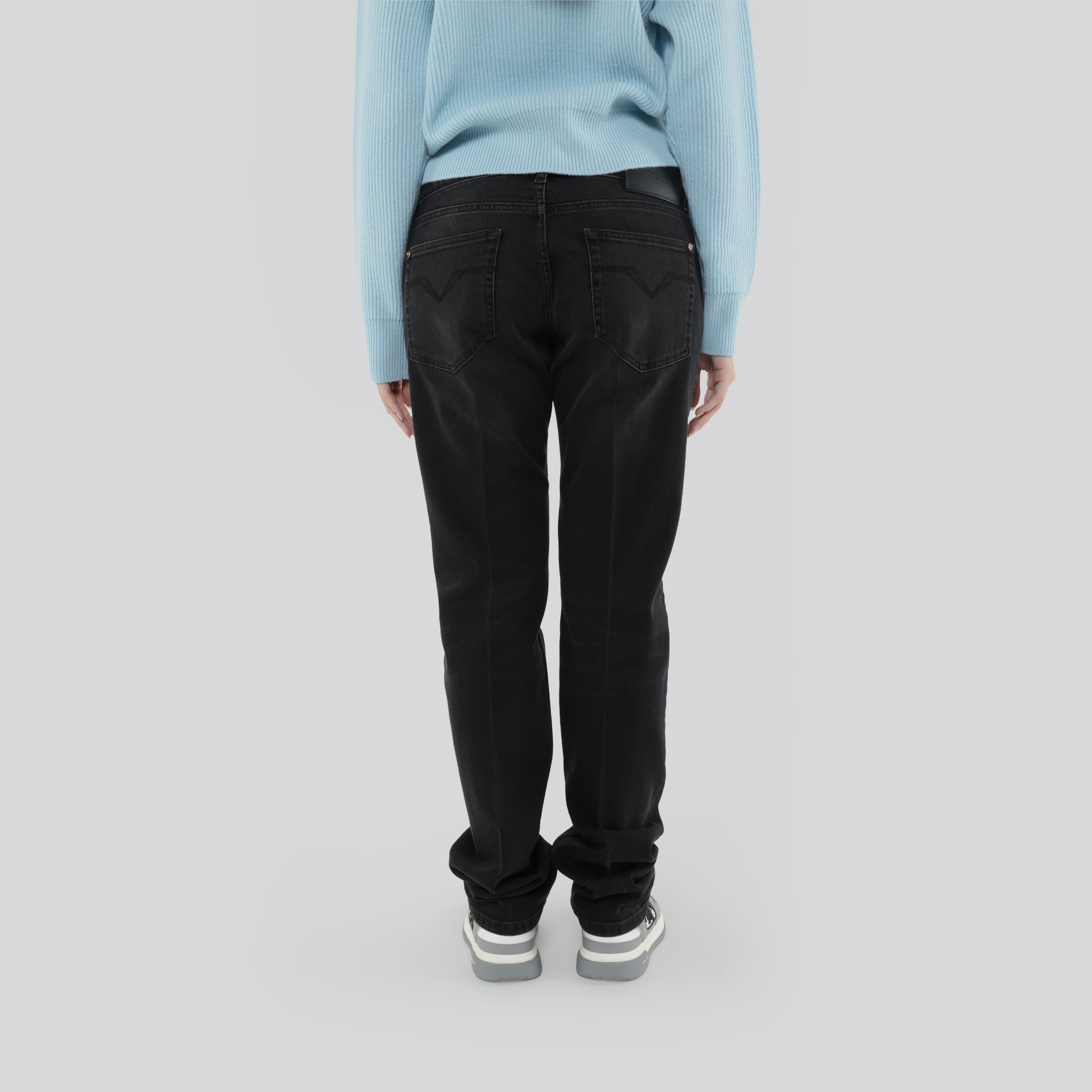 Jeans Negro Versace Plaque