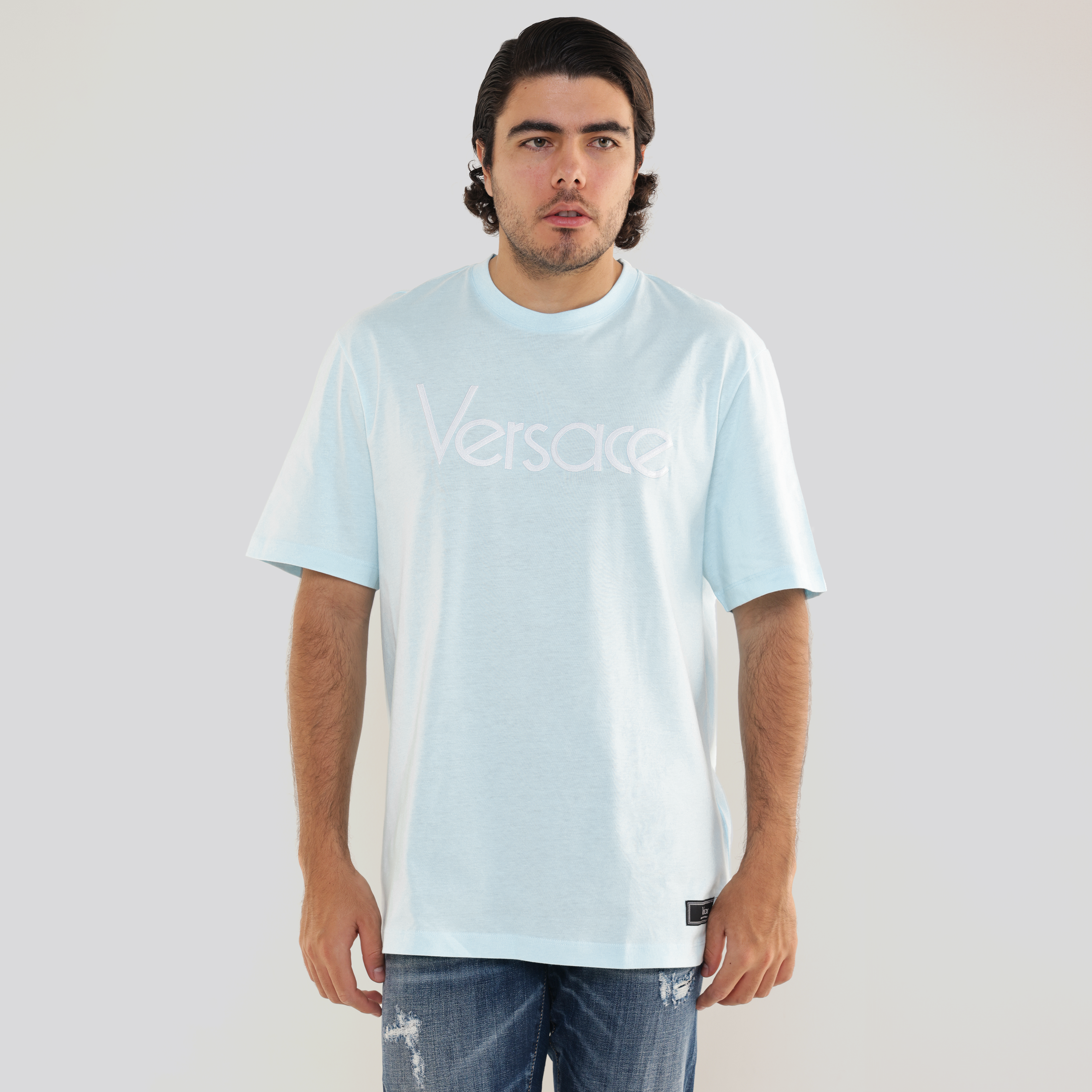 Camiseta Celeste Versace Logo