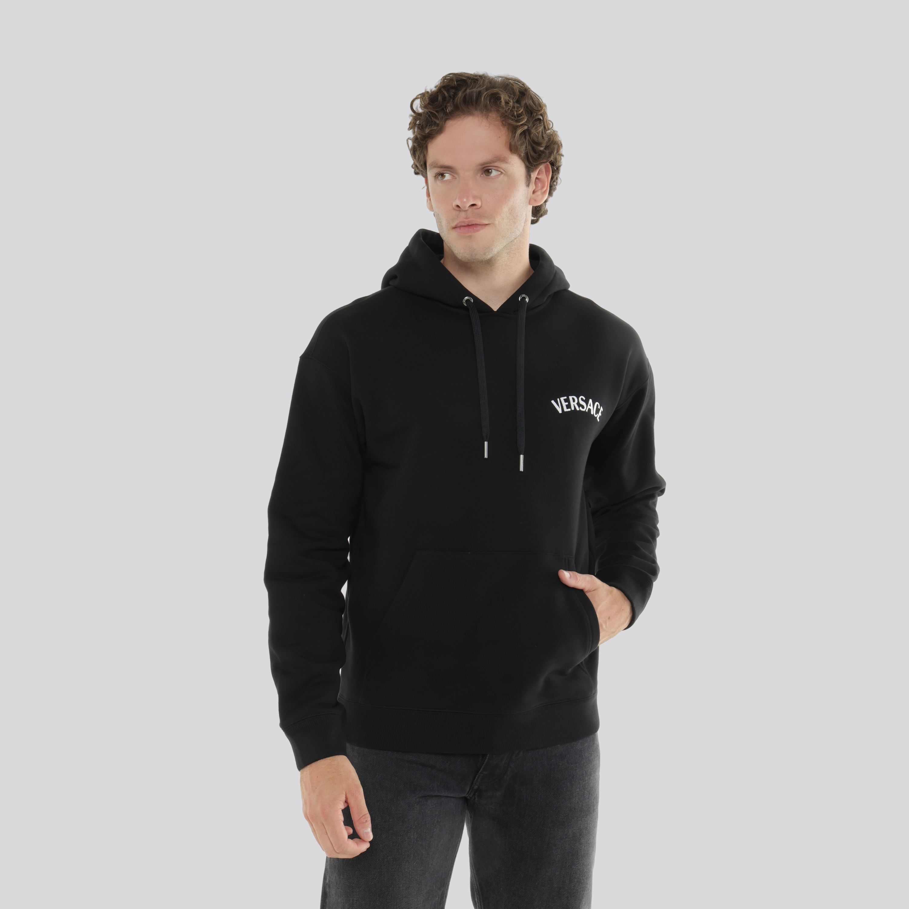 Buzo Tipo Hoodie Negro Versace Logo