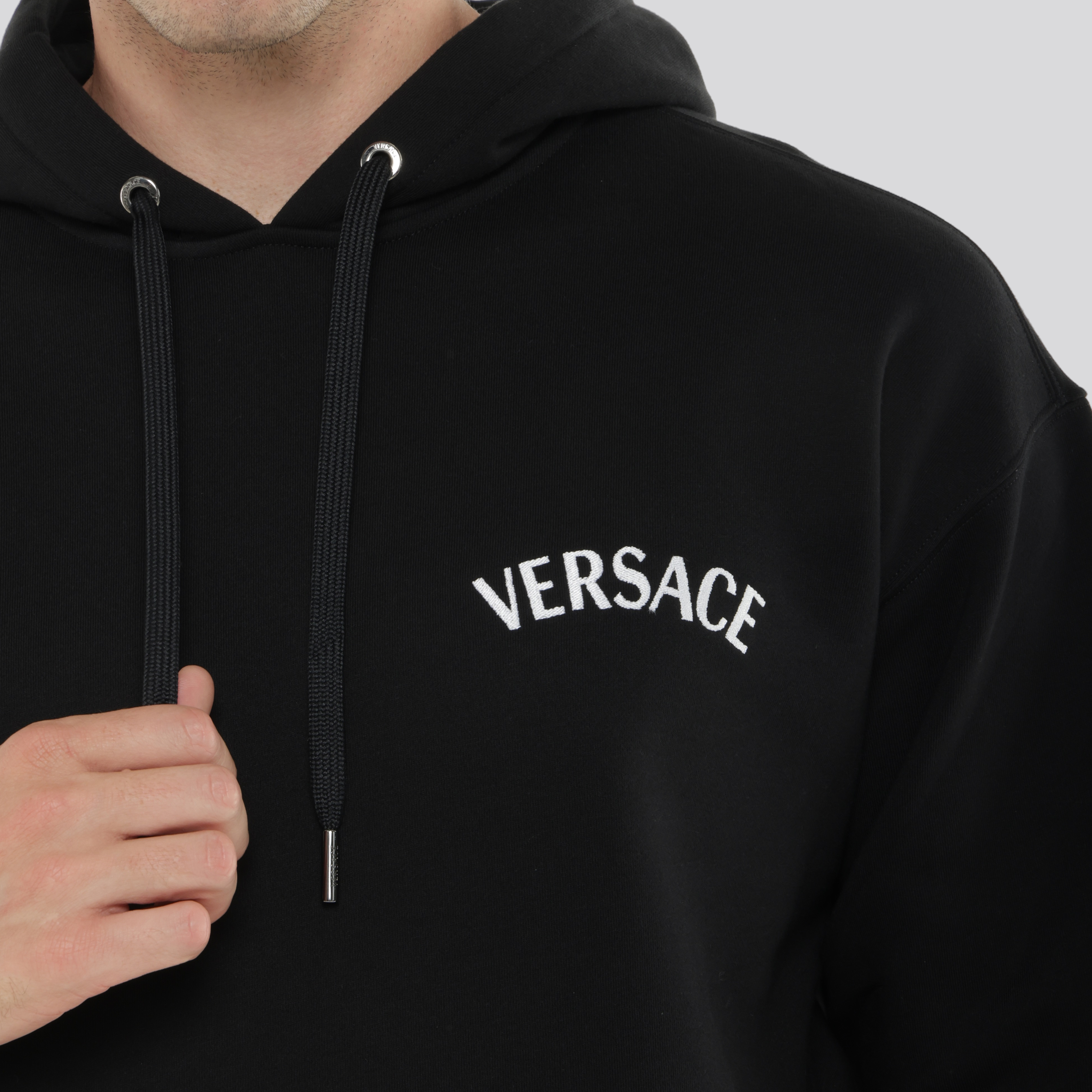 Buzo Tipo Hoodie Negro Versace Logo