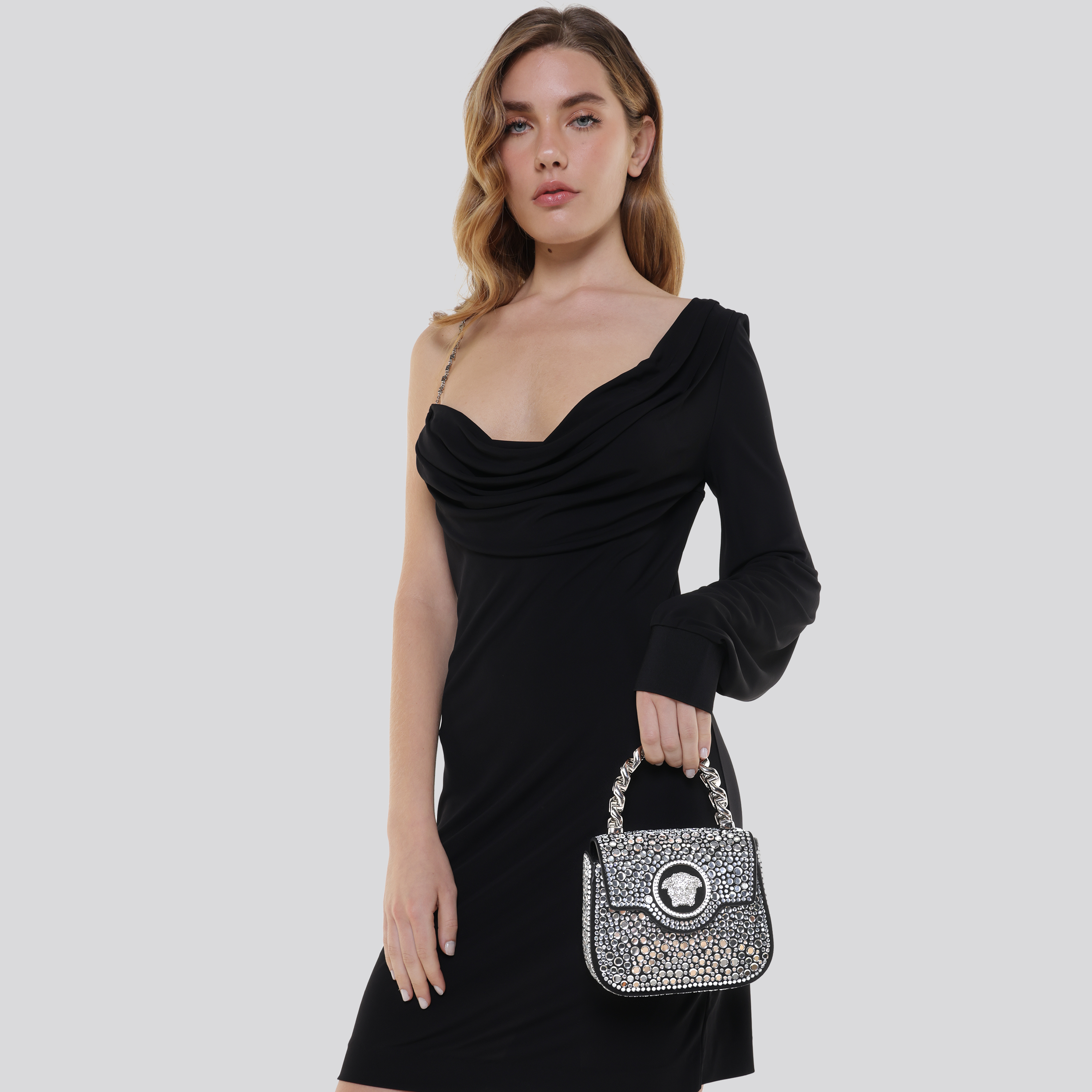 Cartera Negro Versace La Medusa Crystals