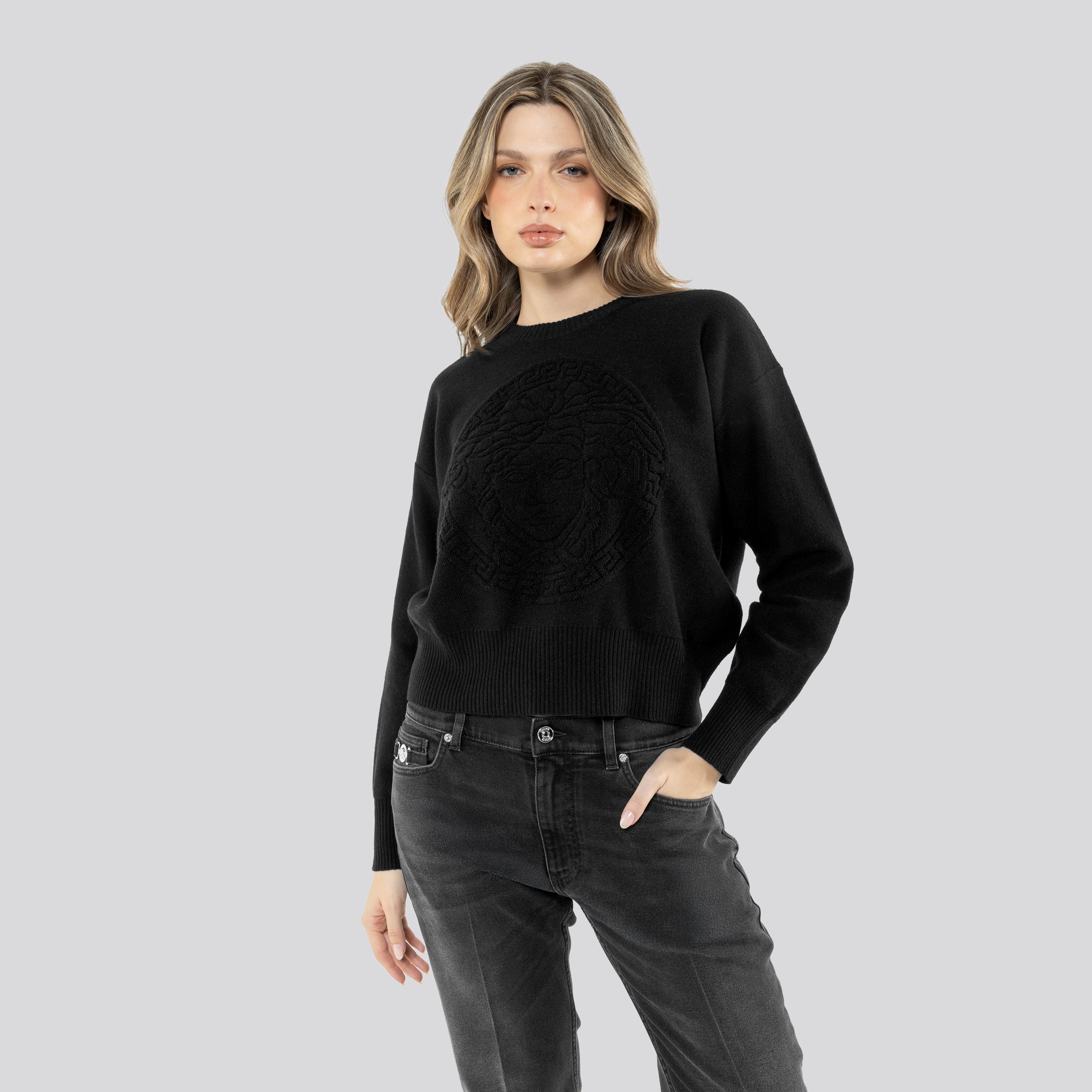 Buzo Negro Versace La Medusa