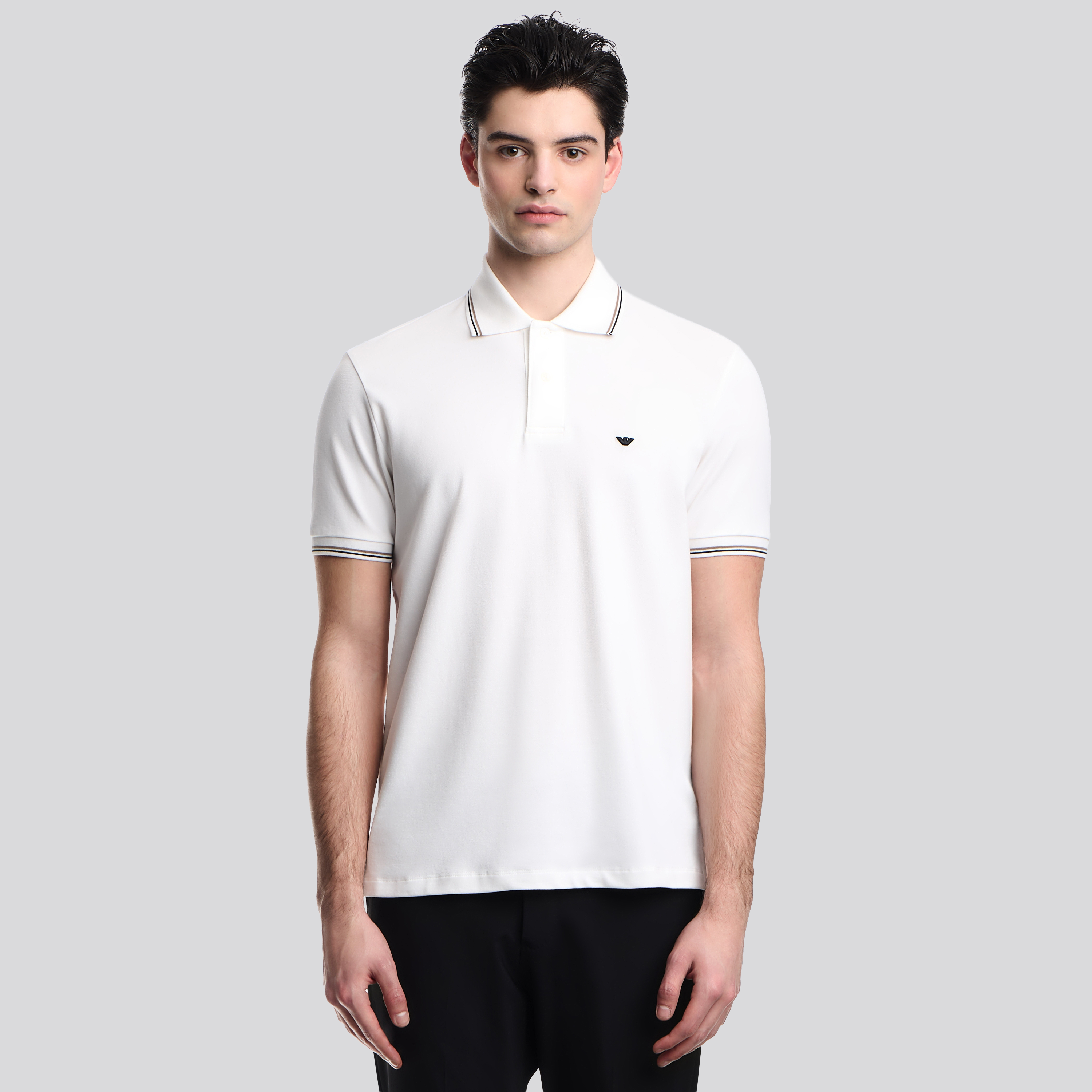 Camiseta Tipo Polo Blanco Armani Eagle