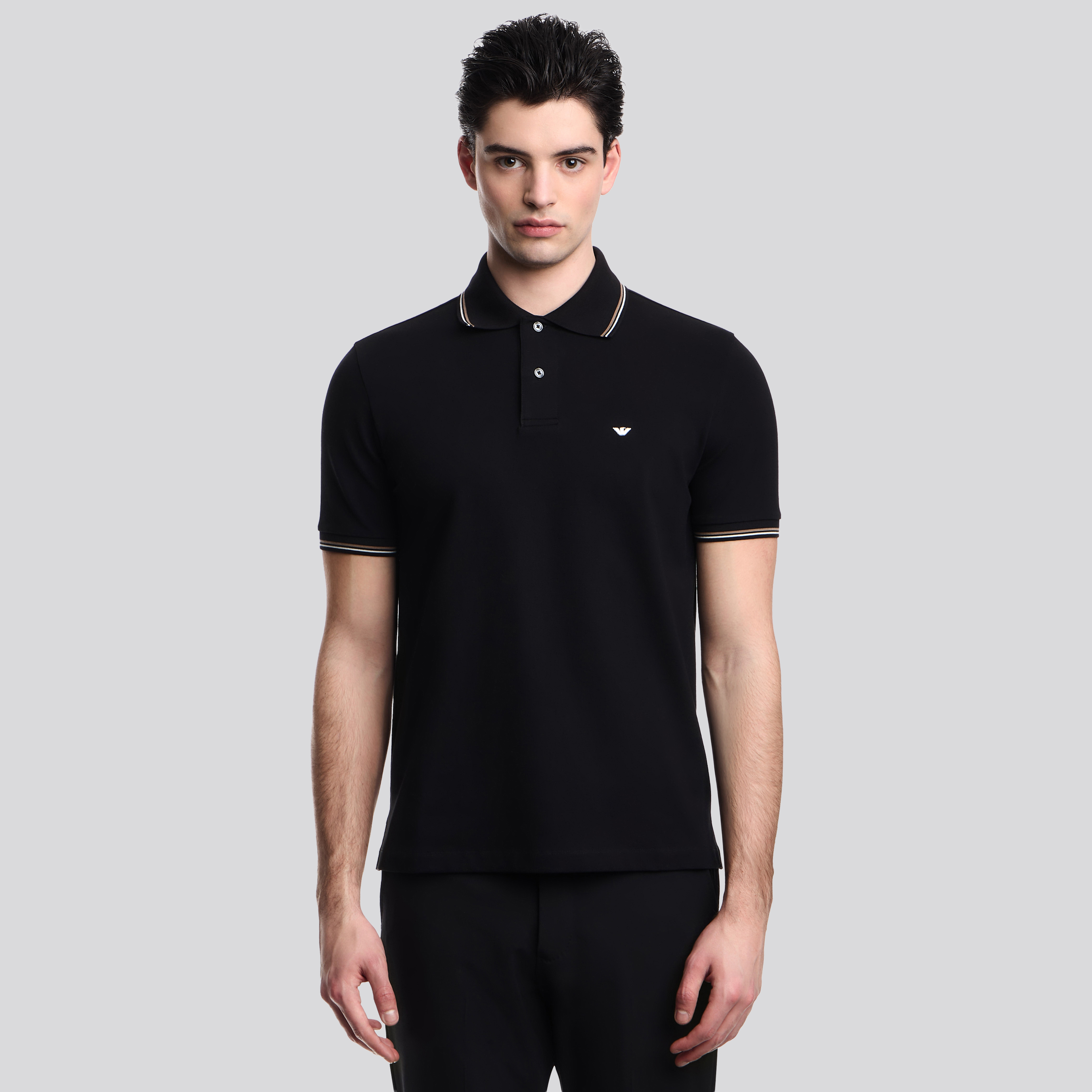Camiseta Tipo Polo Negro Armani Eagle