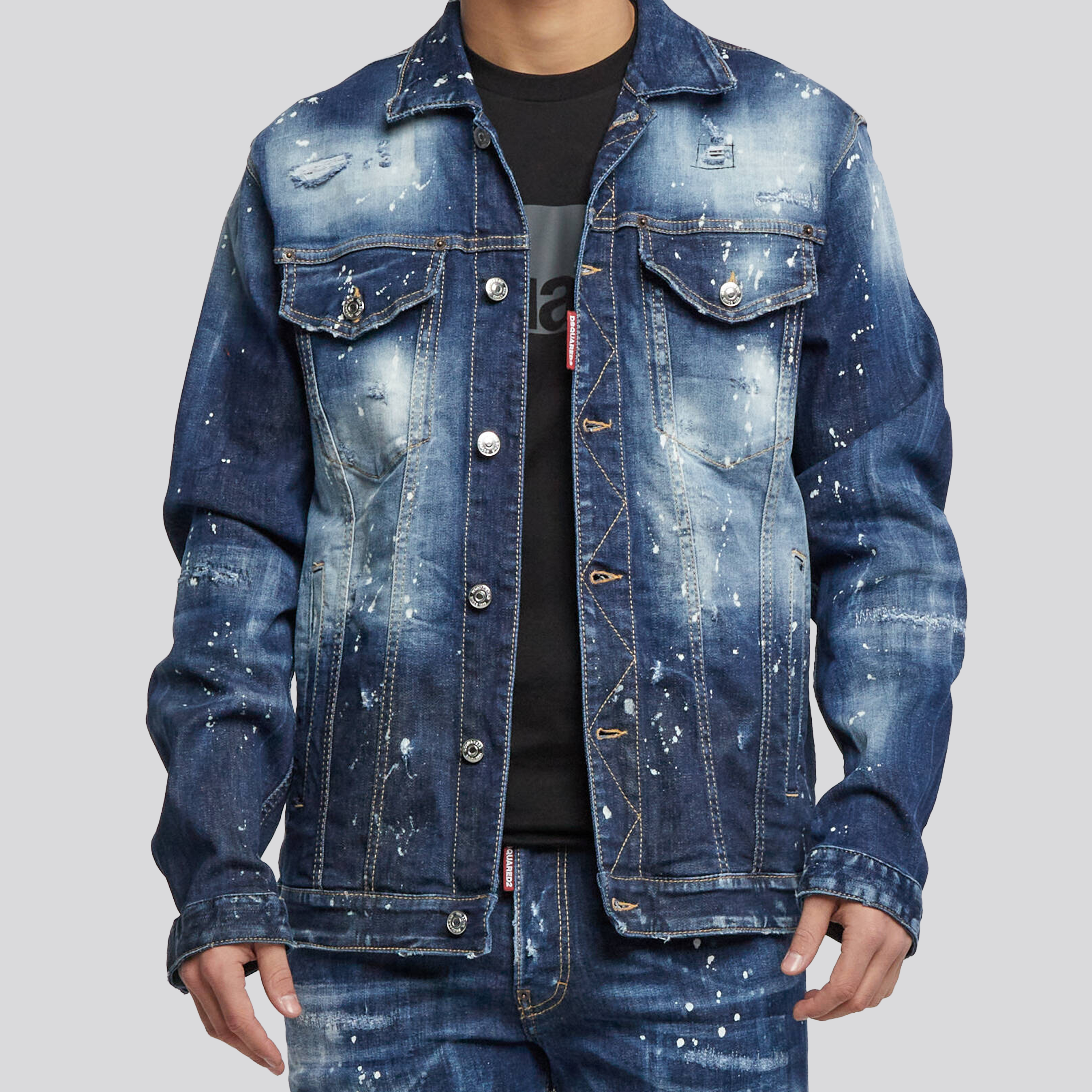 Chaqueta Azul Dsquared2 Denim Paint-Splatter