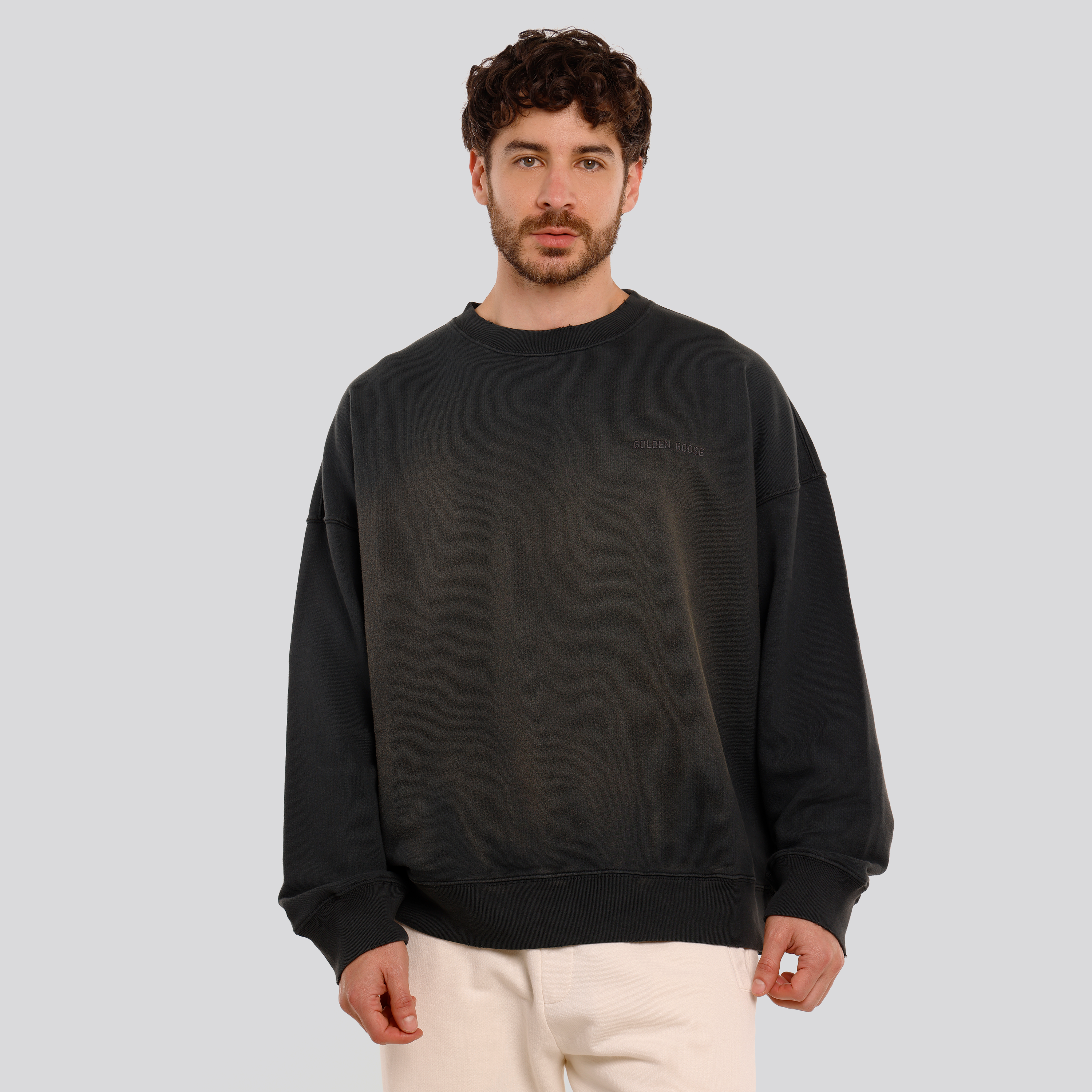 Buzo Negro Golden Goose Fleece Bleach
