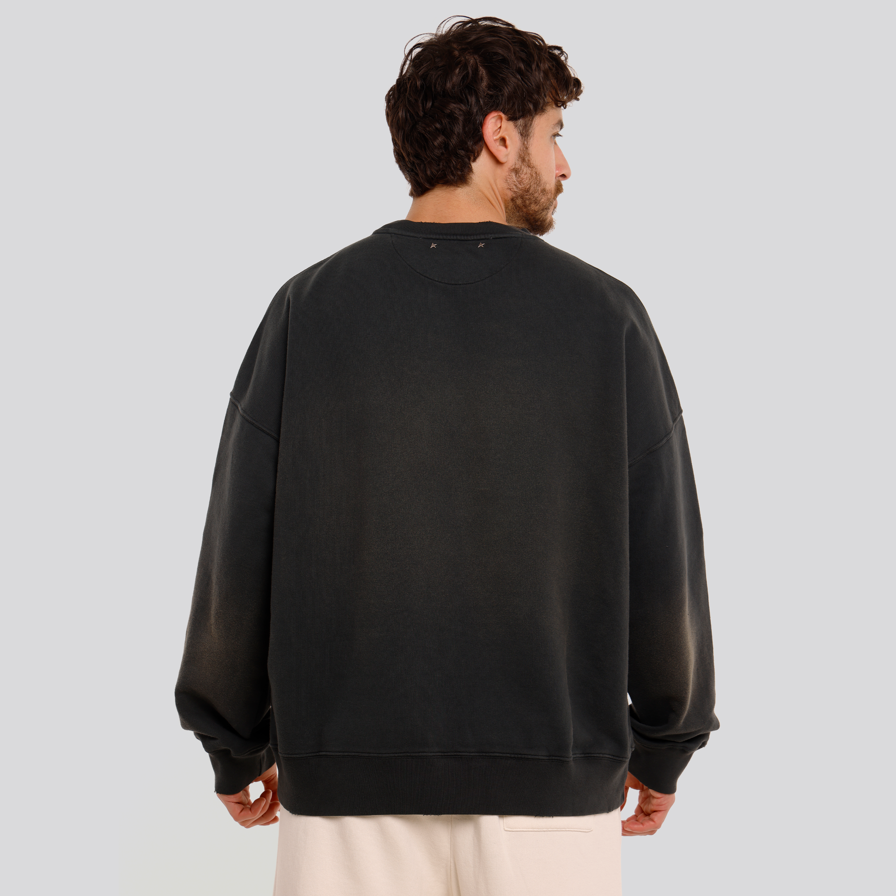 Buzo Negro Golden Goose Fleece Bleach