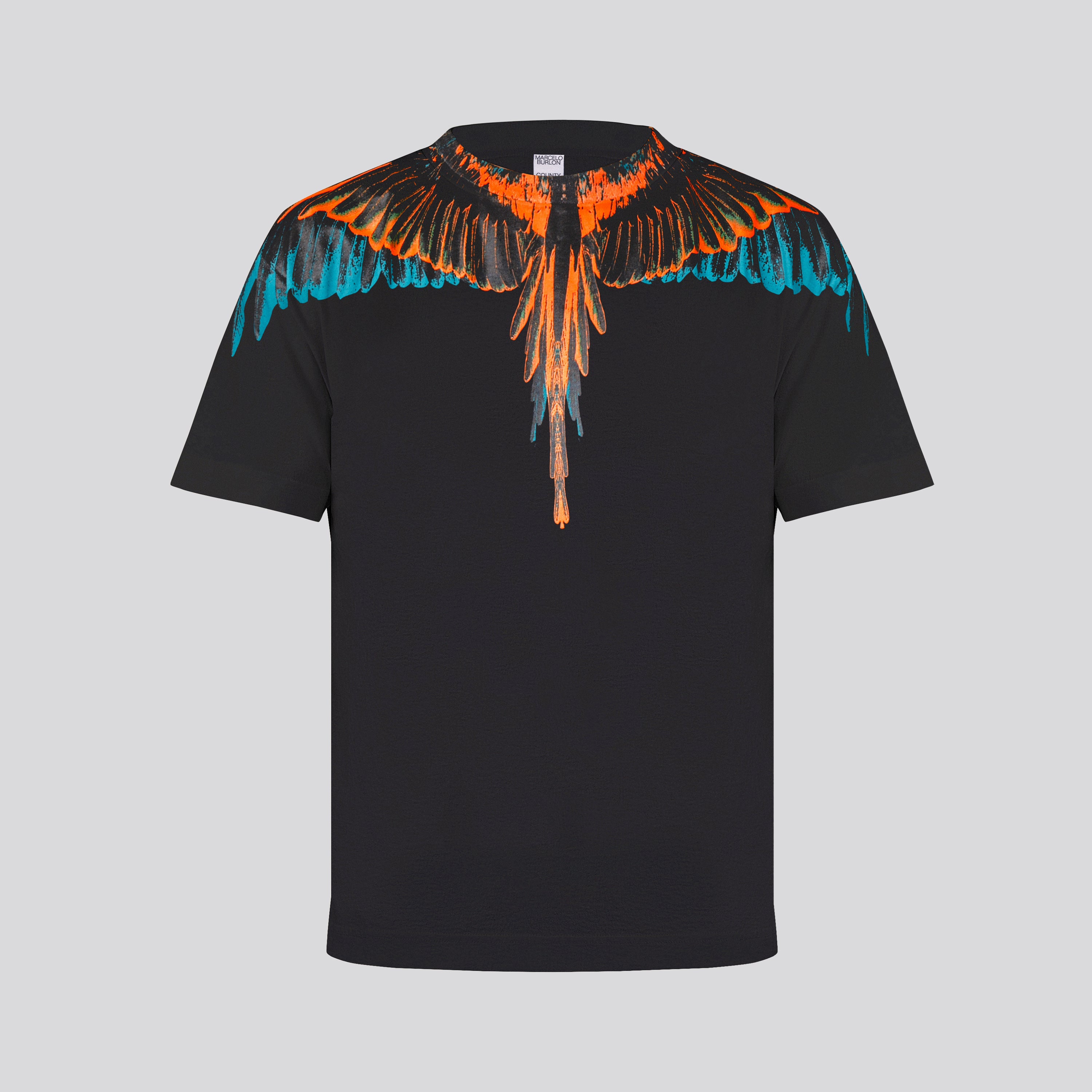 Camiseta Negra Multicolor Marcelo Burlon Motivo Alas