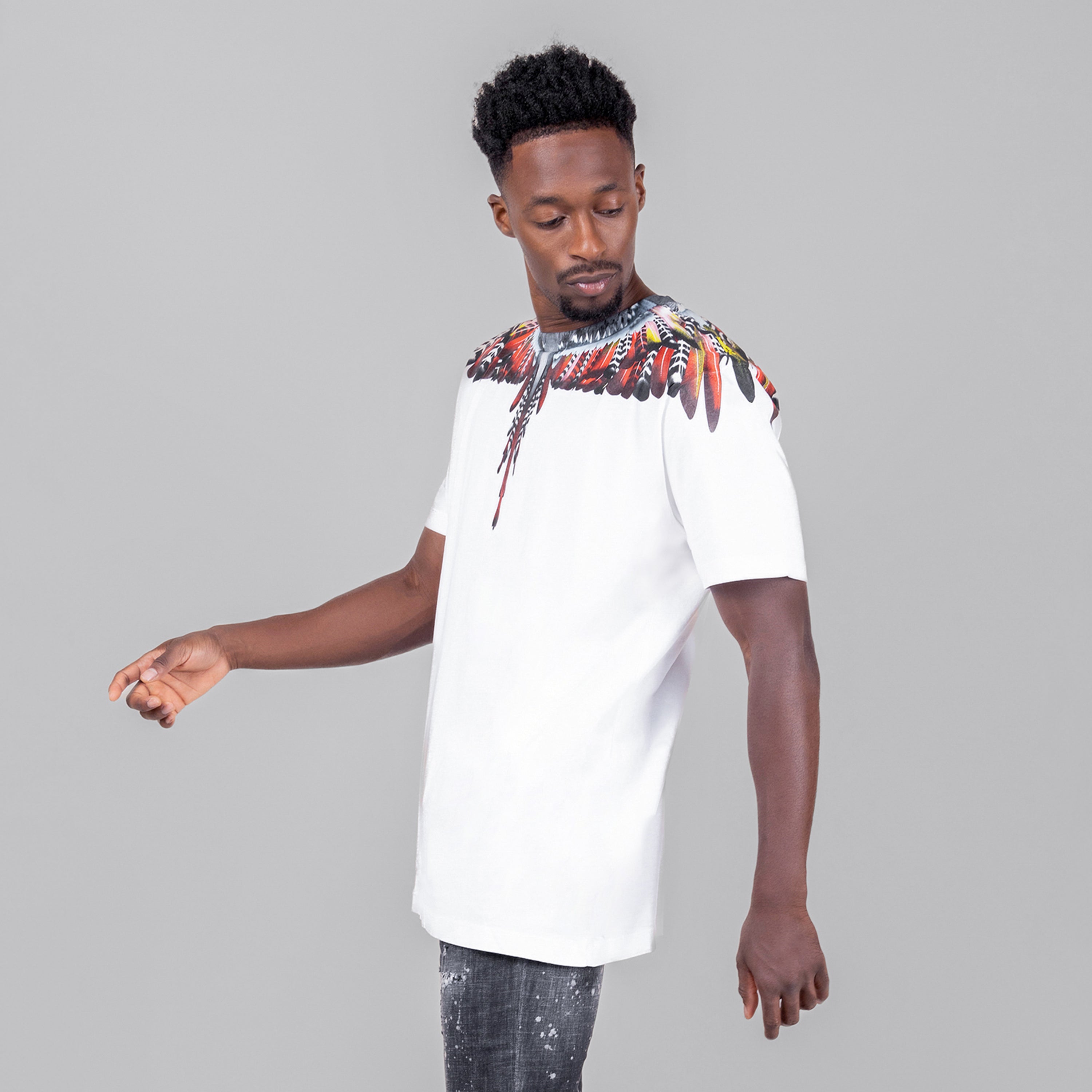Camiseta Blanca Marcelo Burlon Rojo Grizzly Wings