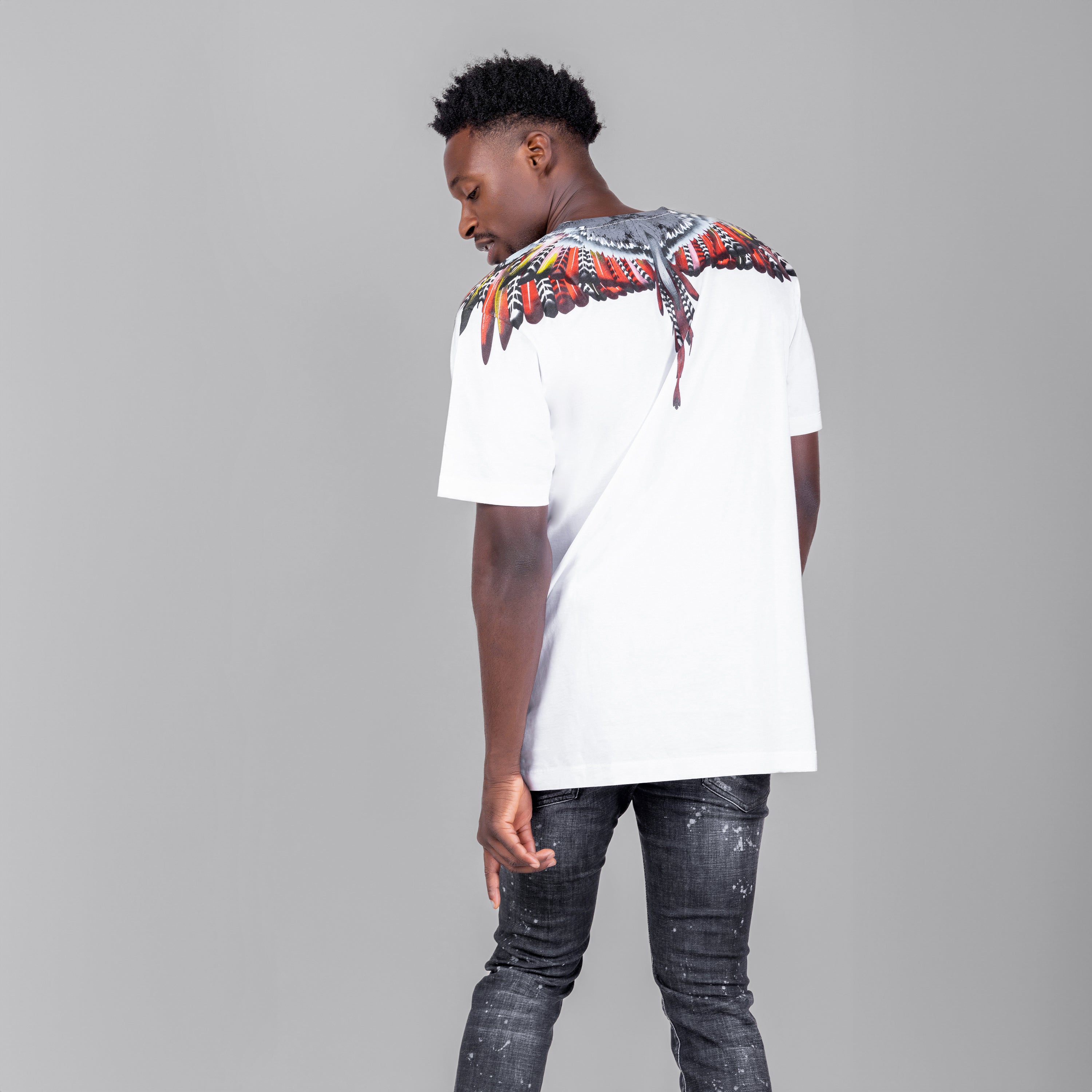 Camiseta Blanca Marcelo Burlon Rojo Grizzly Wings