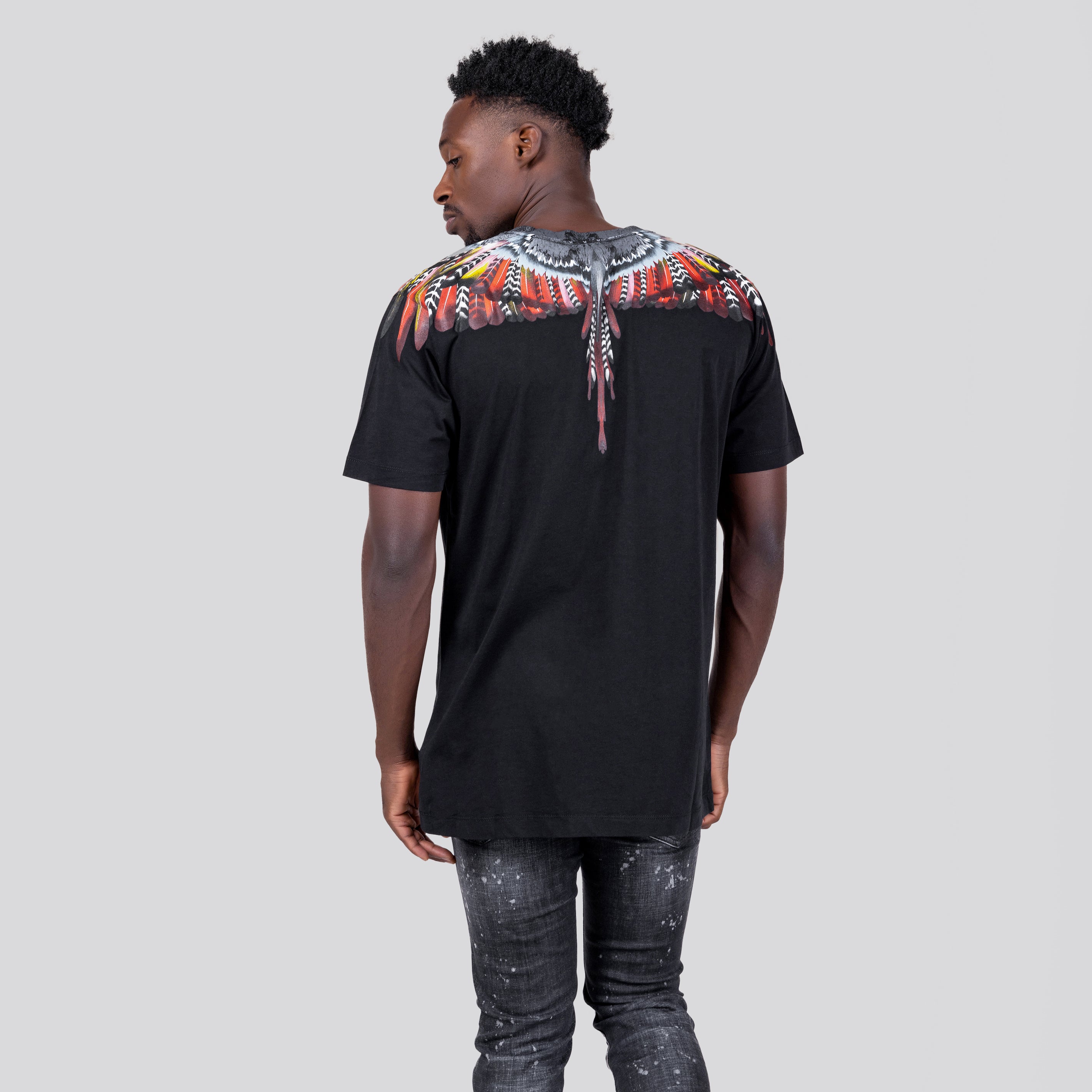 Camiseta Negra Marcelo Burlon Rojo Grizzly Wings