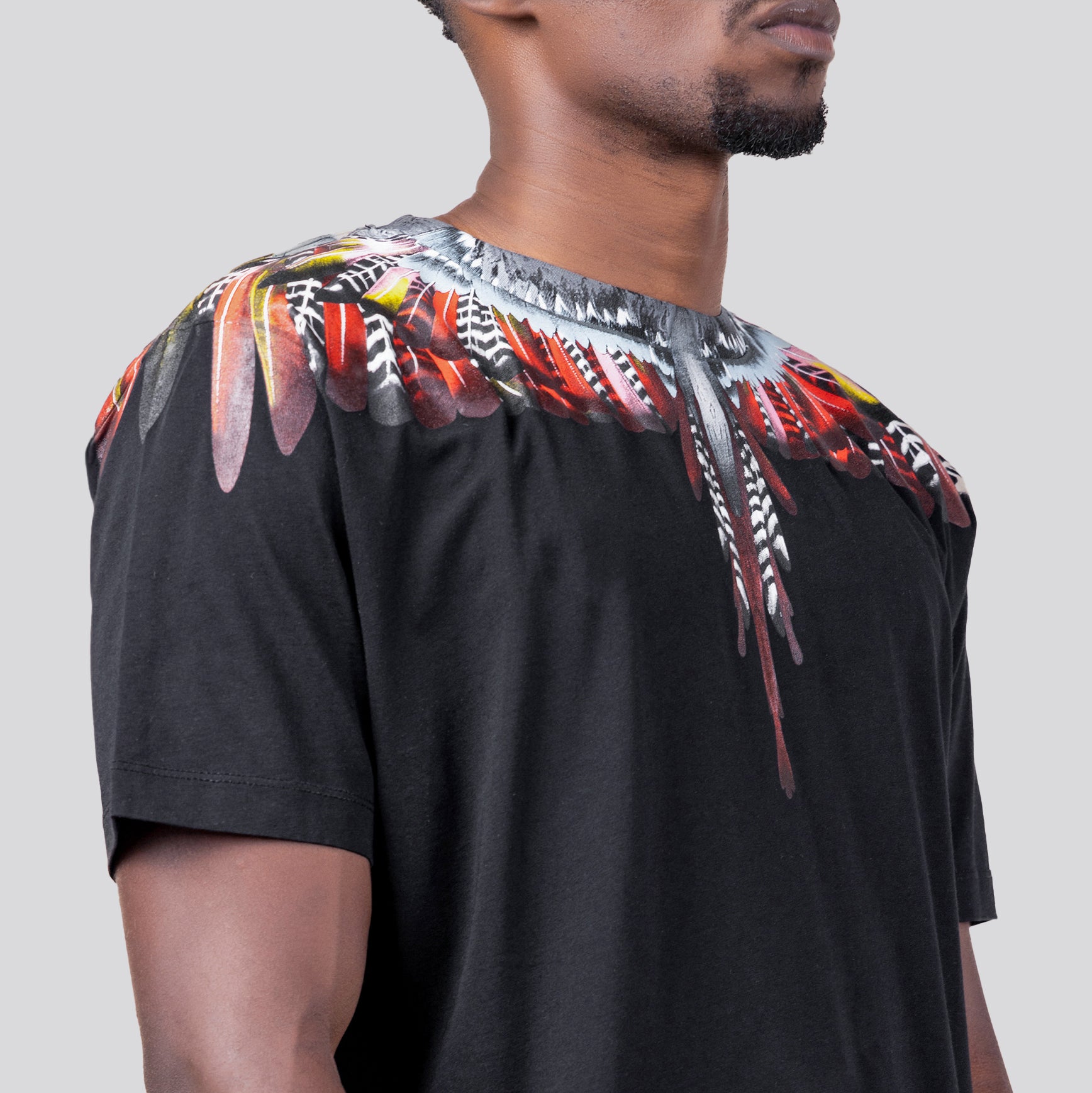 Camiseta Negra Marcelo Burlon Rojo Grizzly Wings