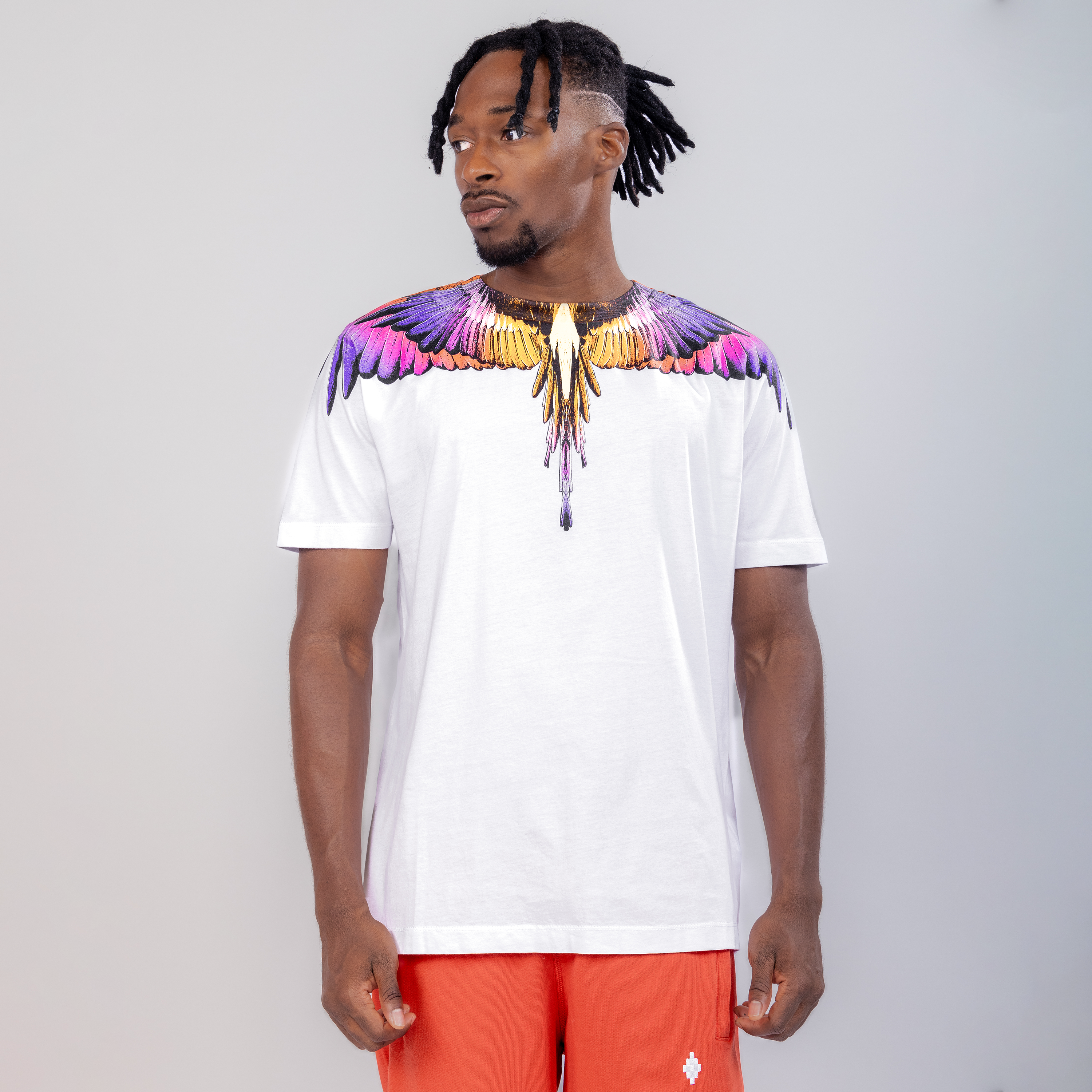 Camiseta Blanca Marcelo Burlon Rosa Icon Wings