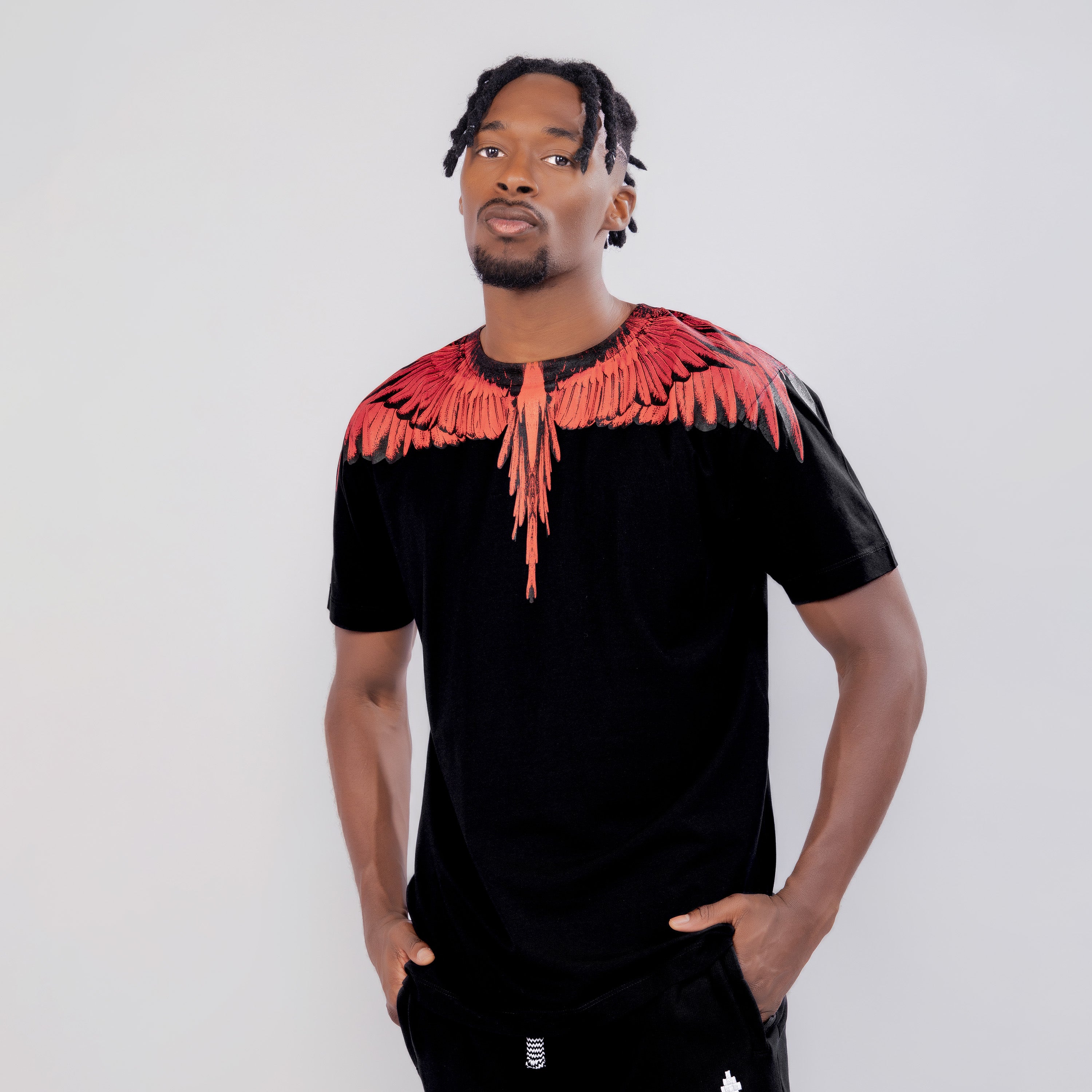 Camiseta Negra Marcelo Burlon Rojo Icon Wings
