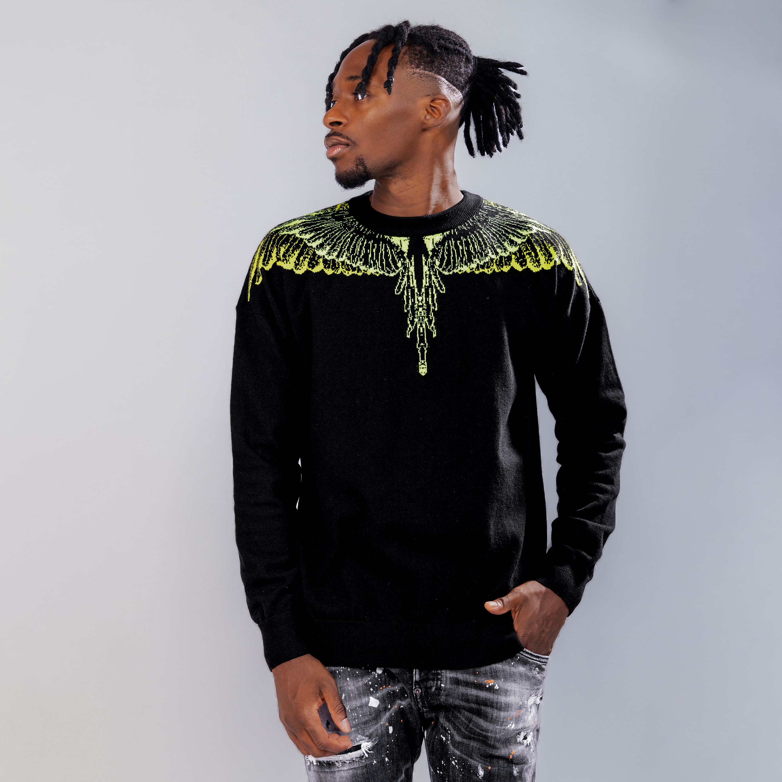 Suéter Negro Marcelo Burlon Icon Wings
