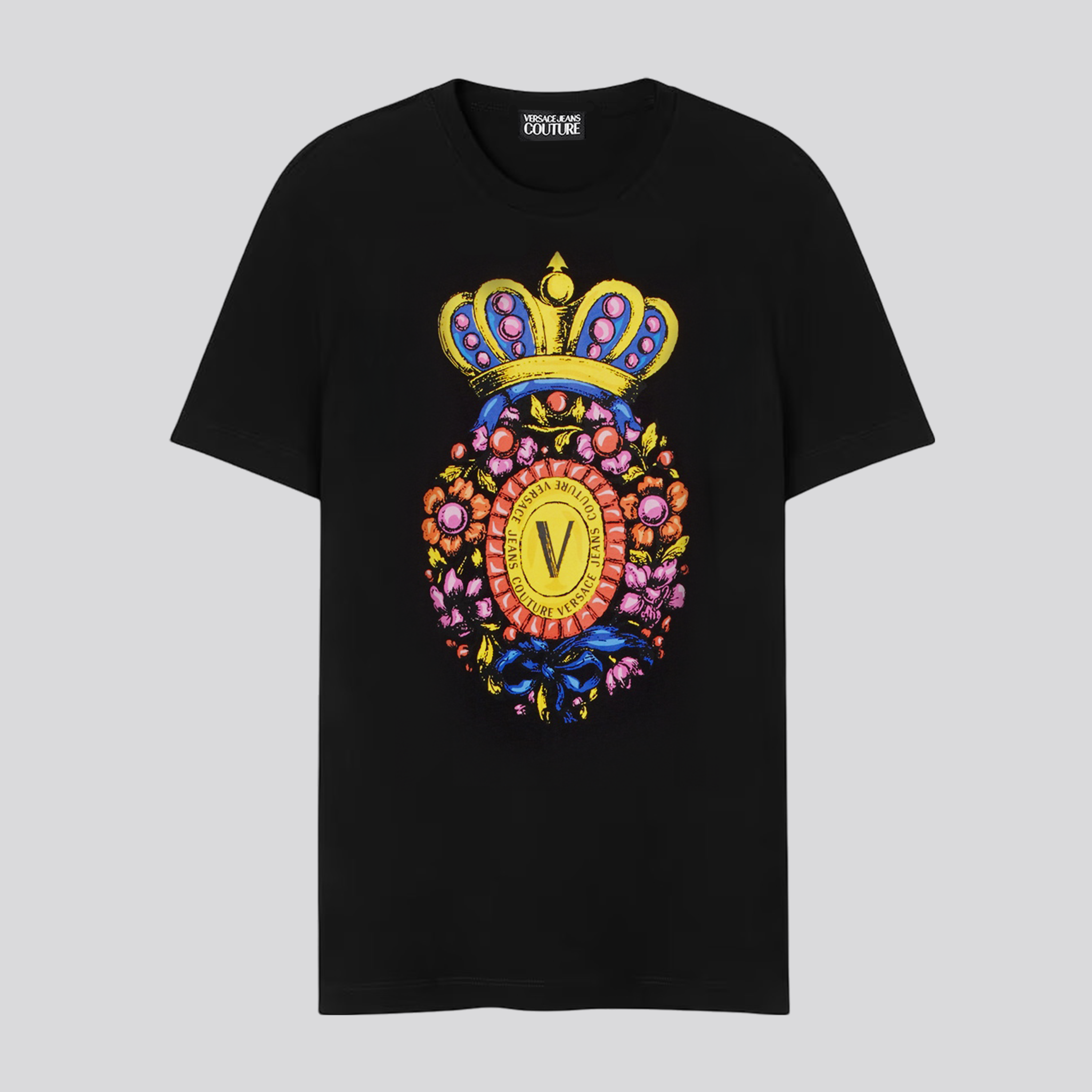 Camiseta Negra Versace Jeans Couture Crown Baroque