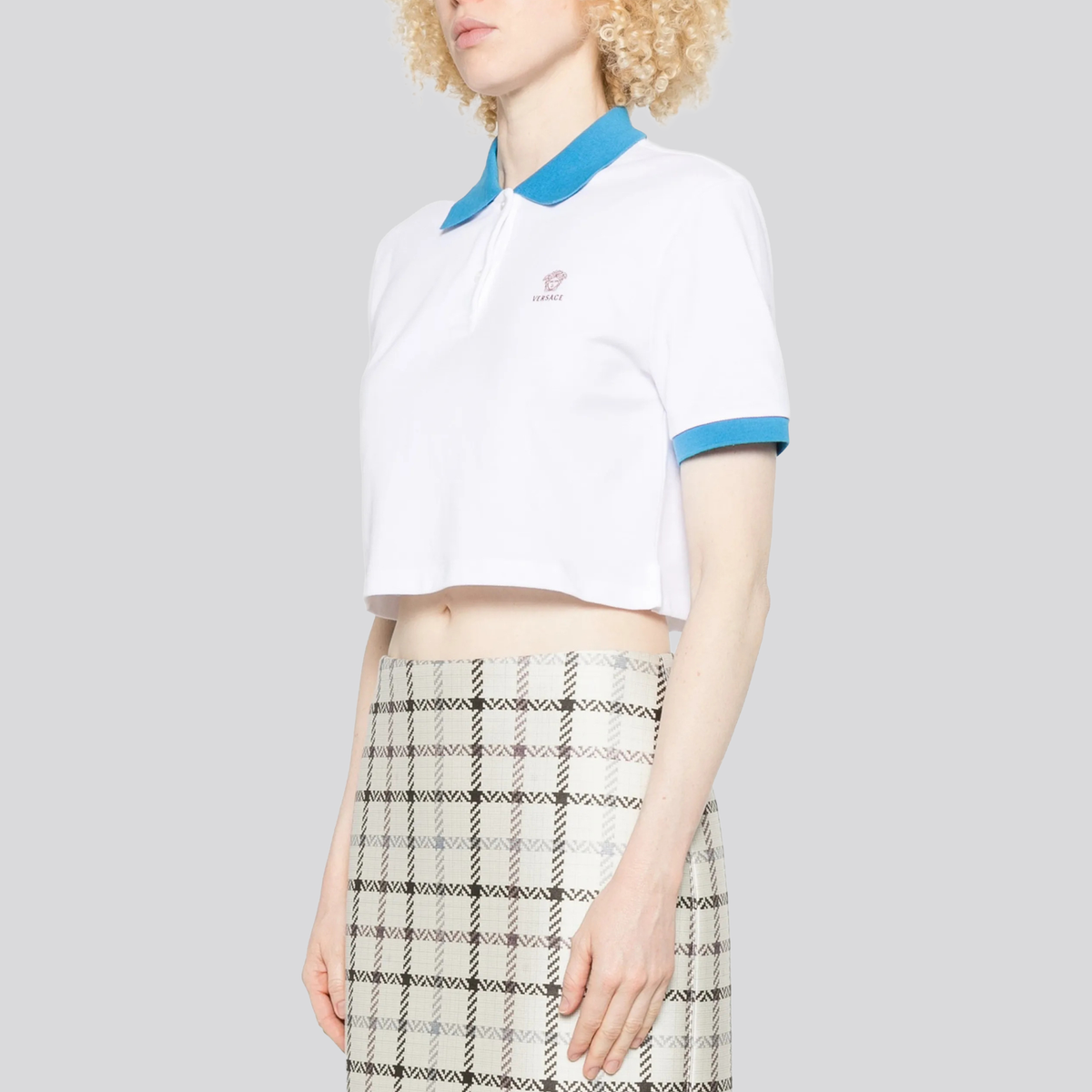 Camiseta Tipo Polo Blanca Versace Cropped