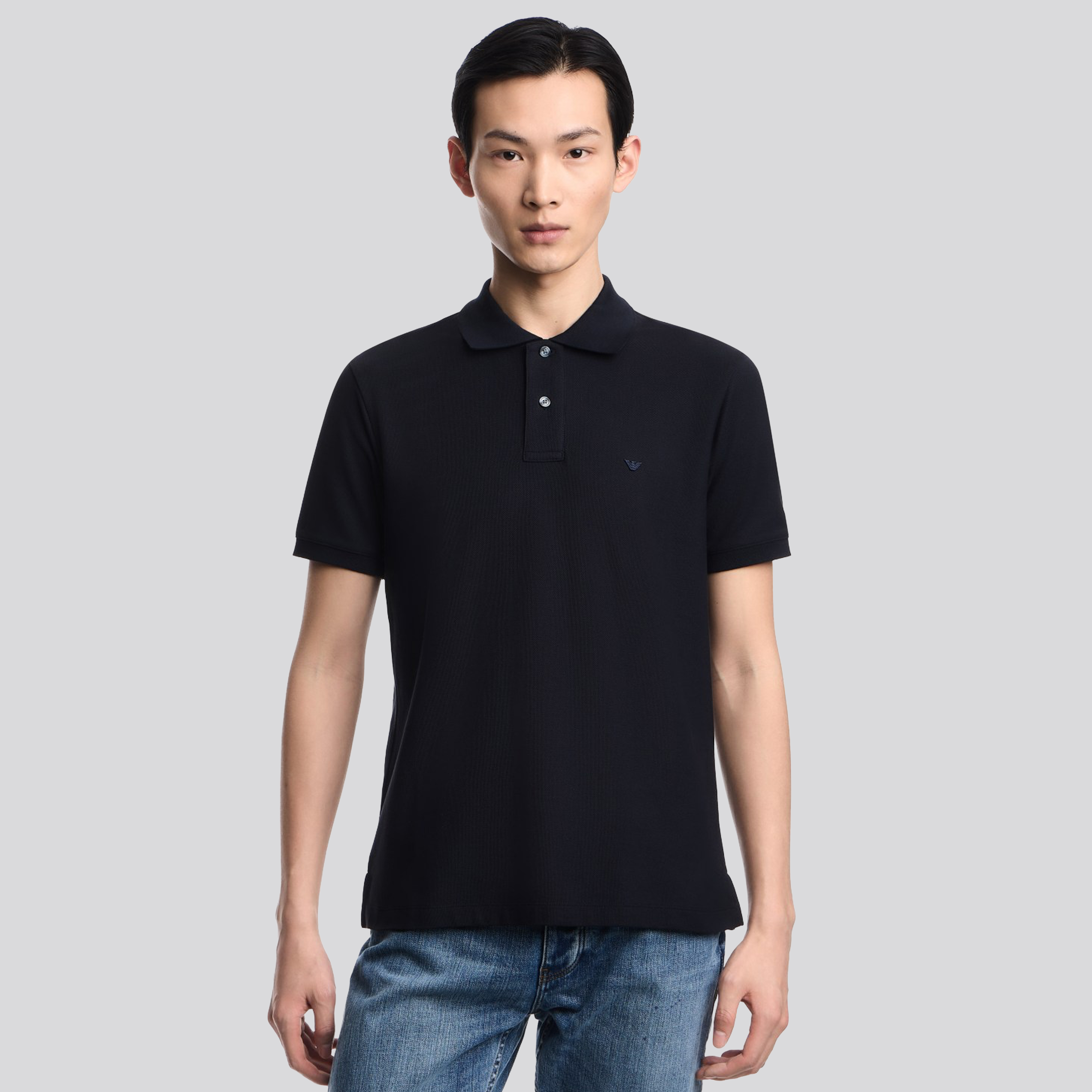 Camiseta Tipo Polo Azul Armani Eagle