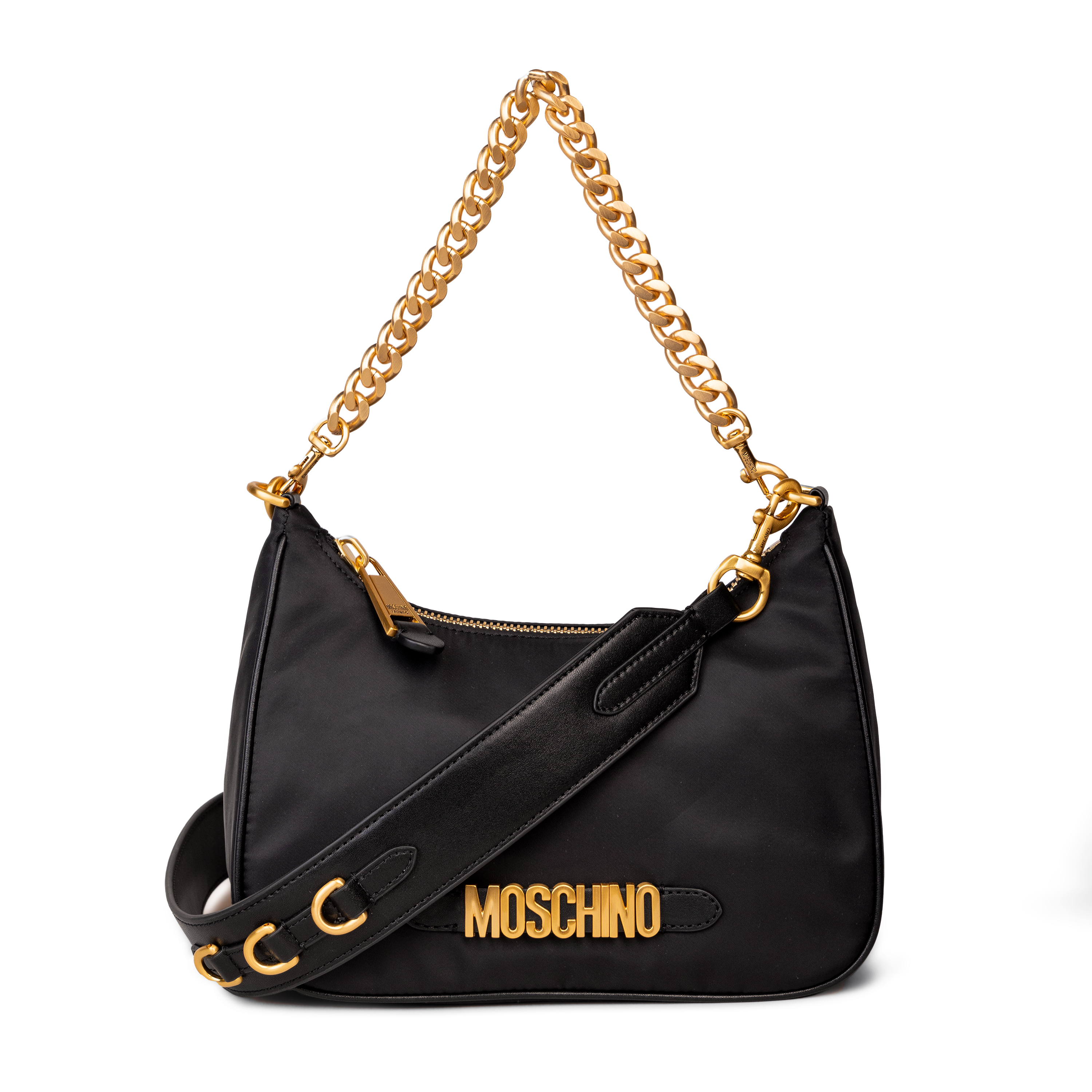 Cartera Negra Moschino Couture Gold Logo
