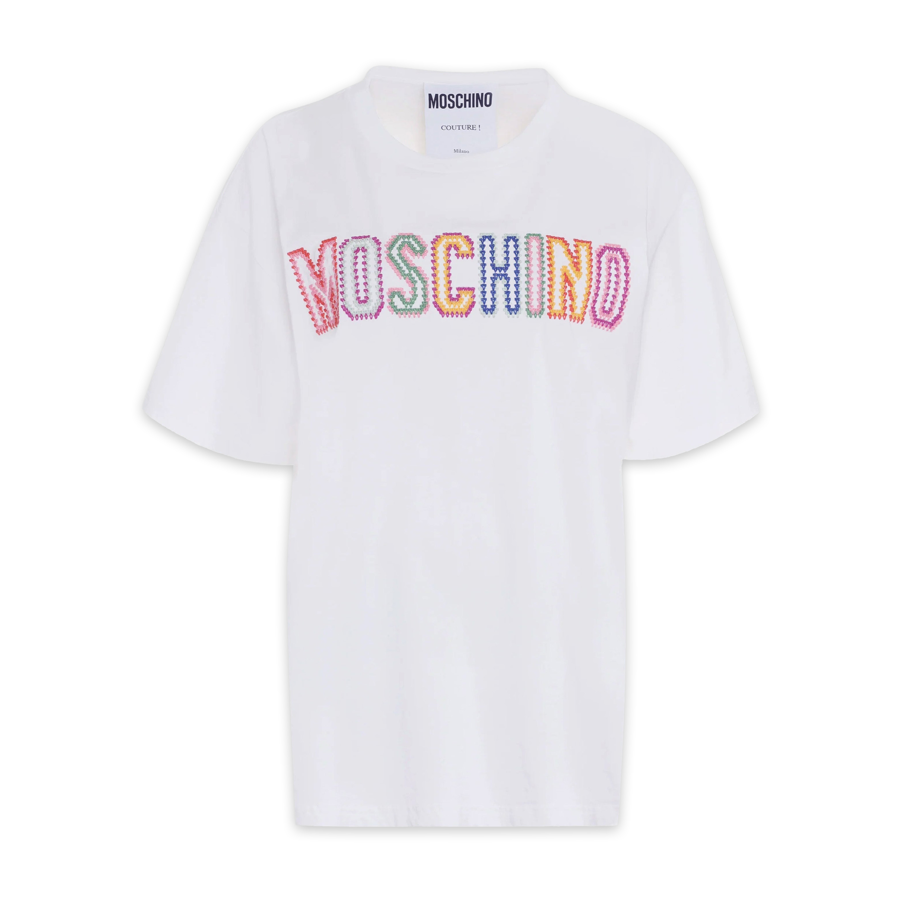Camiseta Blanca Moschino Couture Multicolor Logo