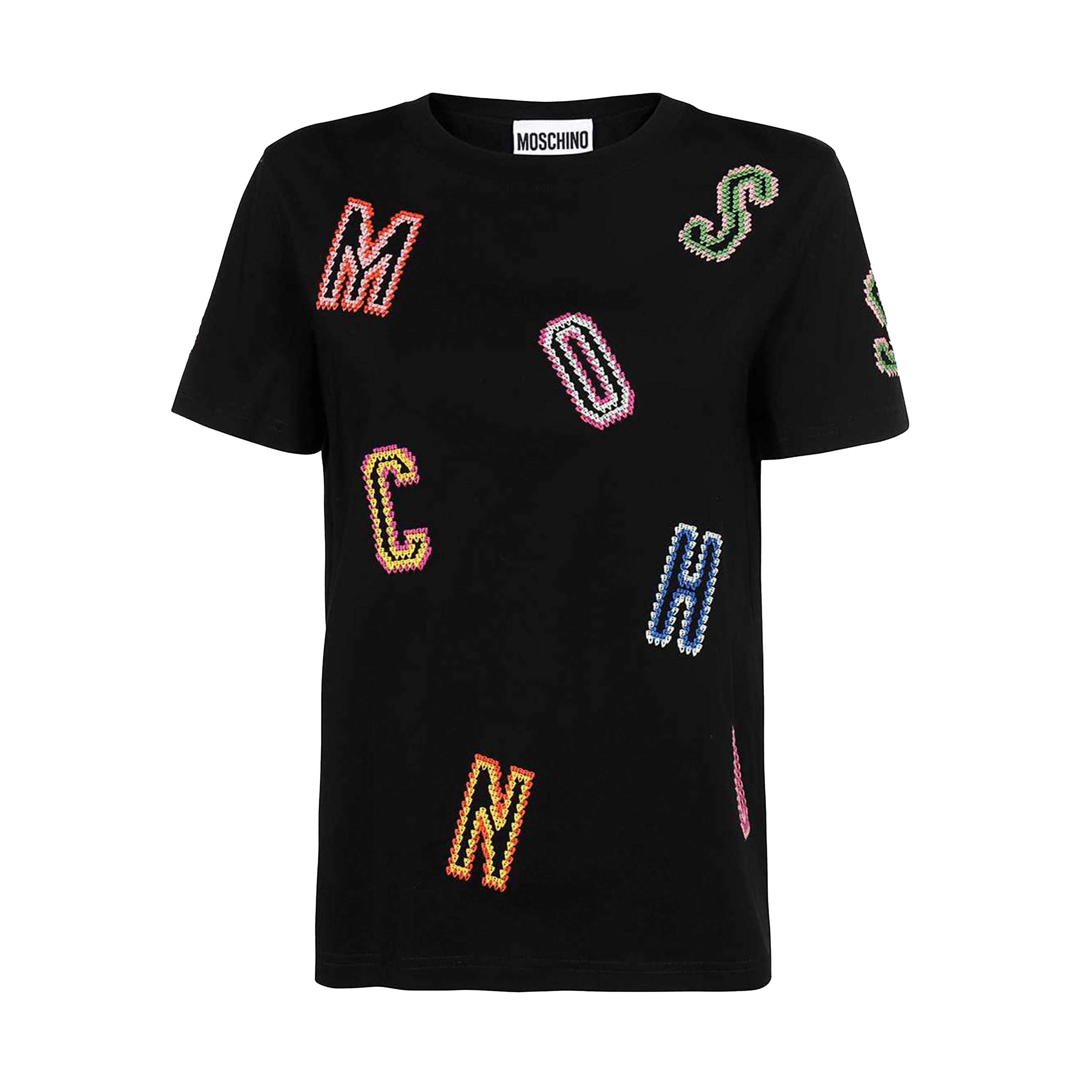 Camiseta Negra Moschino Couture Multicolor Letters
