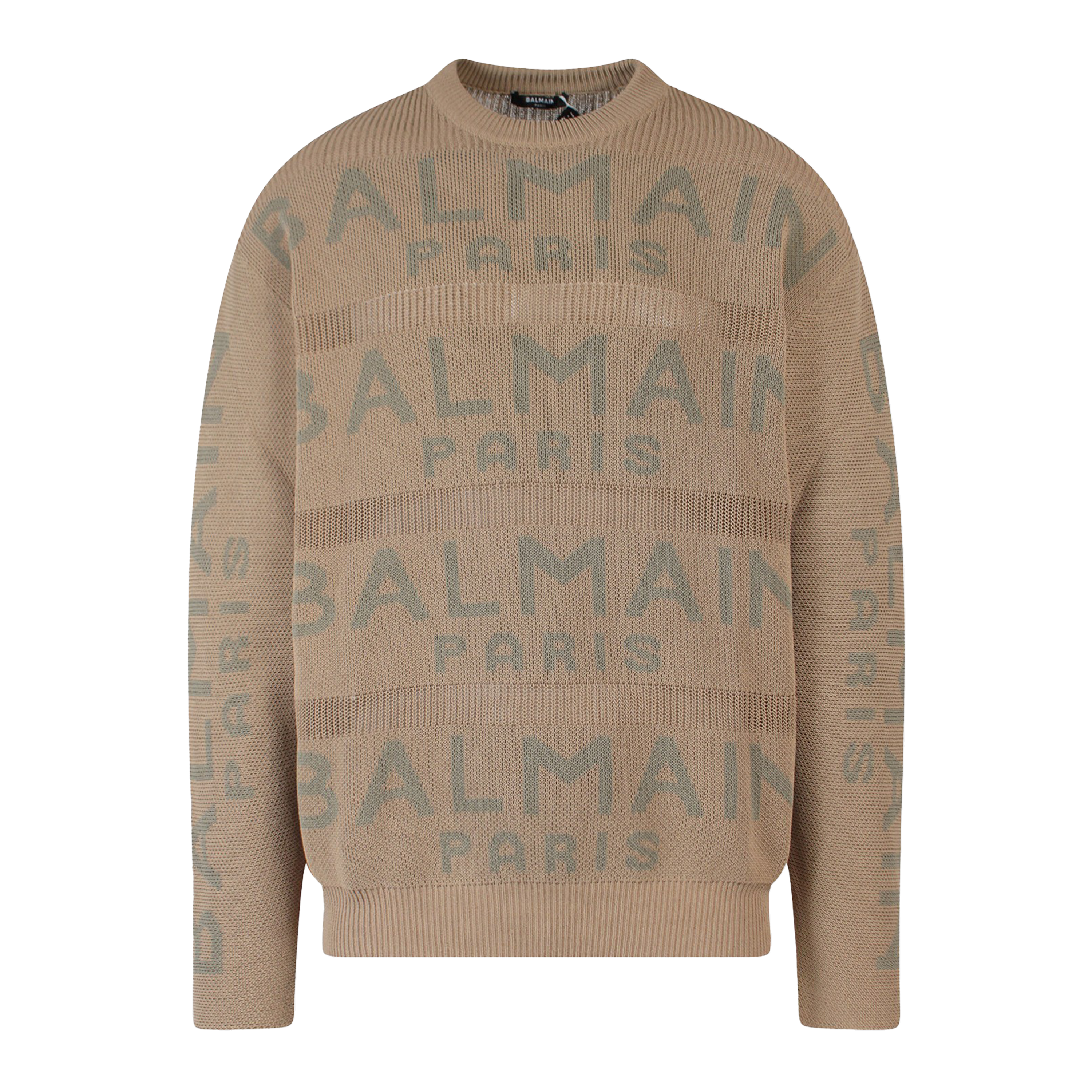 Buzo Beige Balmain Paris Multilogo