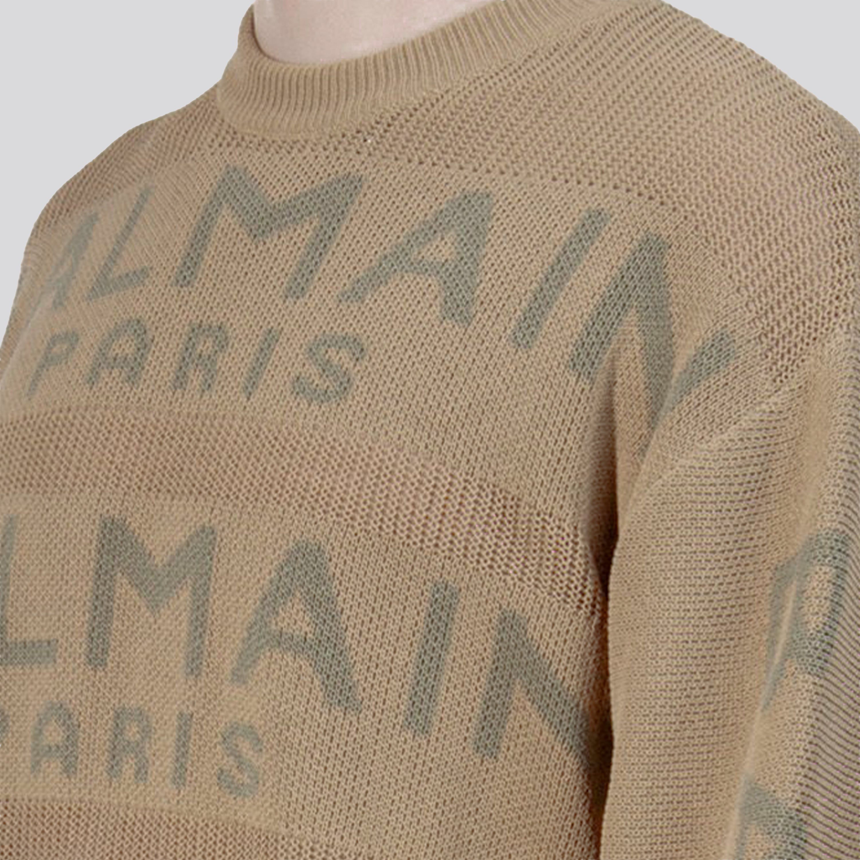 Buzo Beige Balmain Paris Multilogo