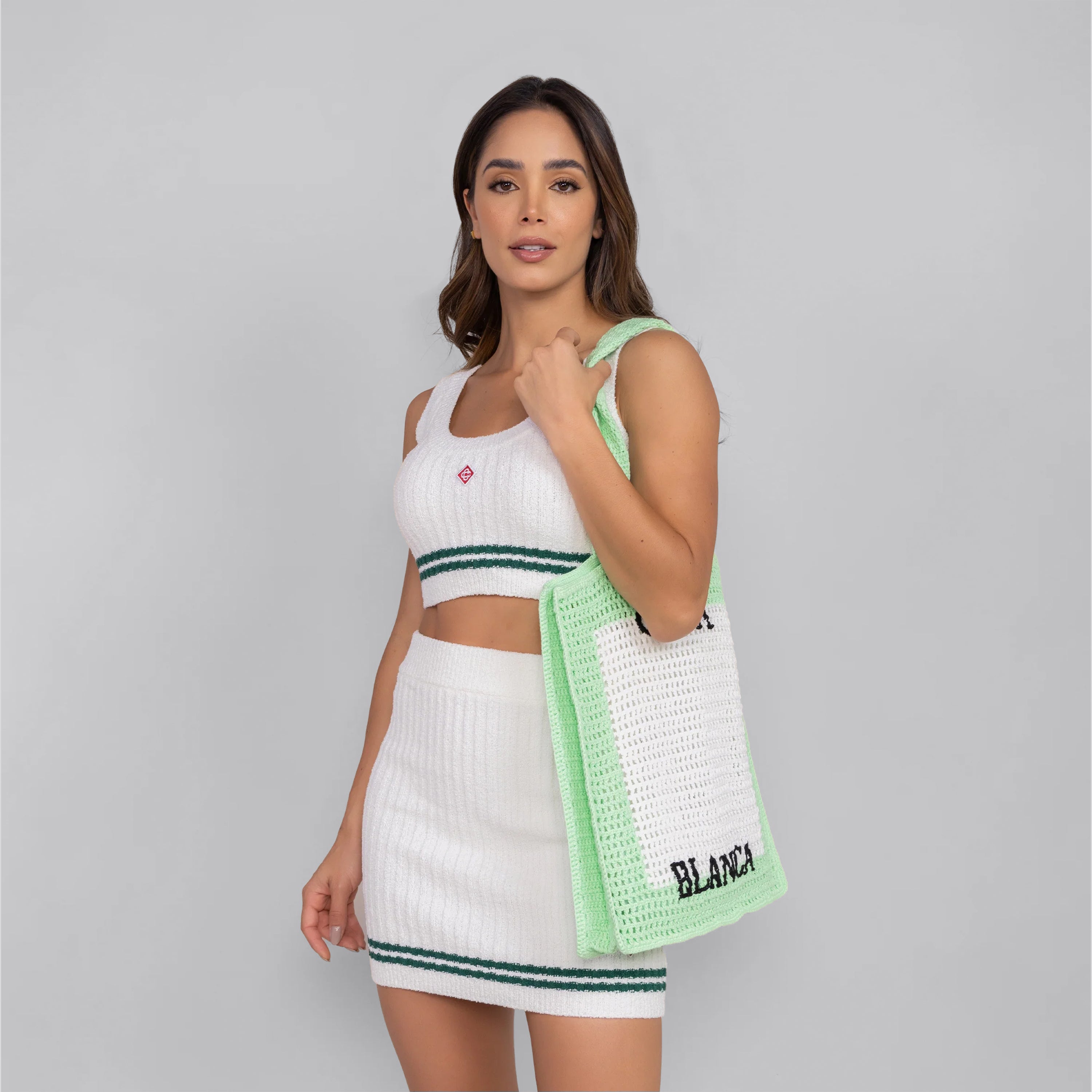 Bolso Verde Pálido Casablanca Crochet Tennis