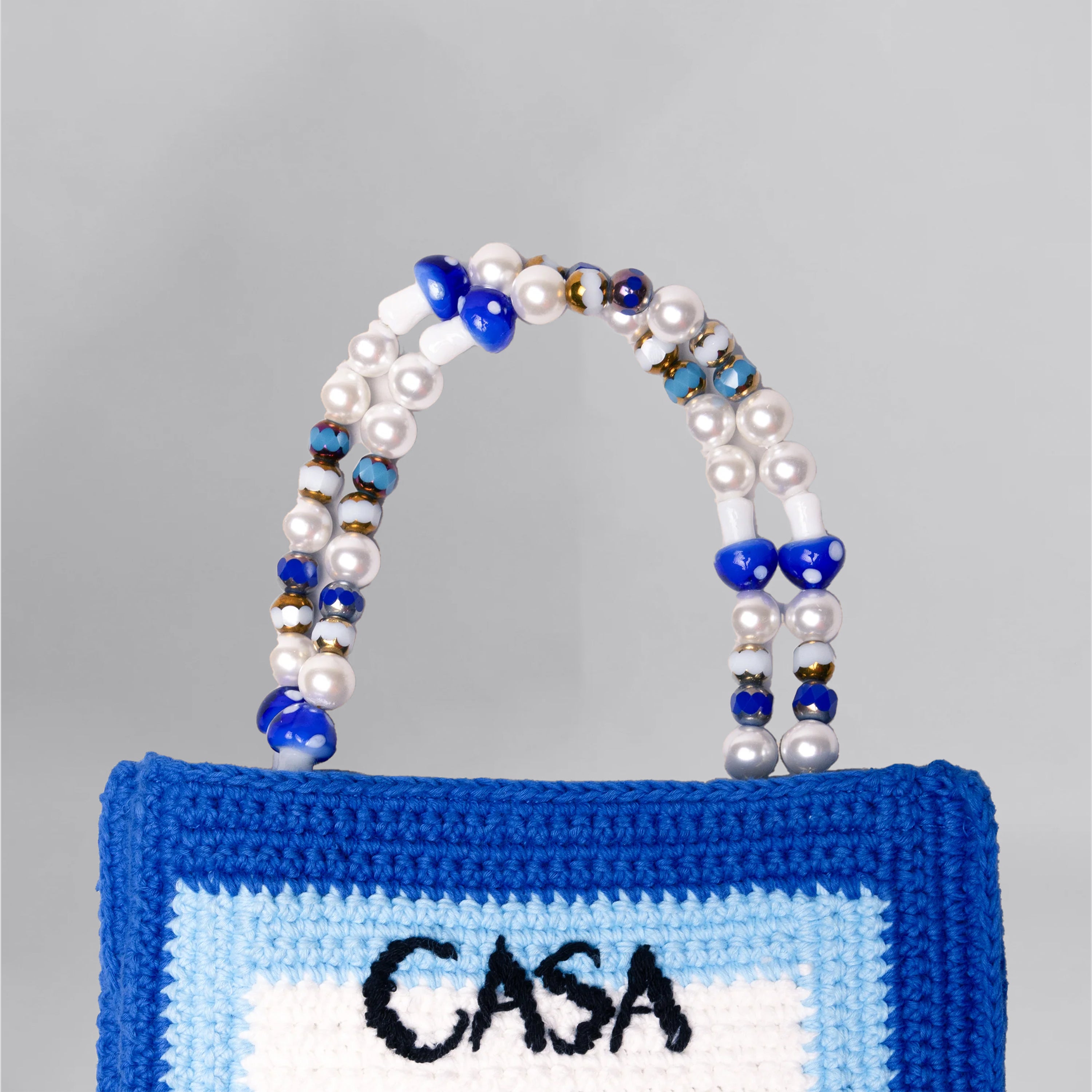 Bolso Azul Casablanca Beaded Crochet