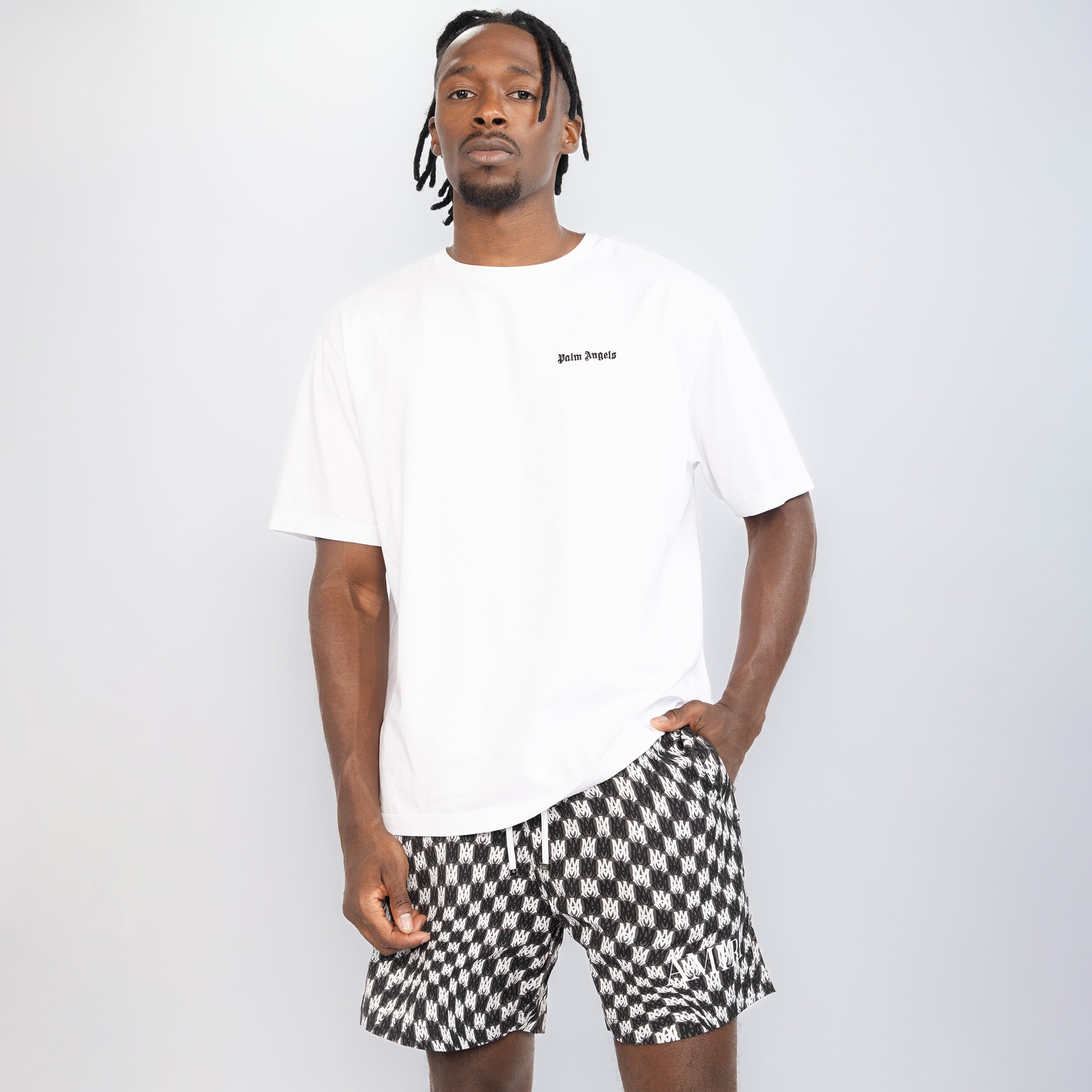 Pantaloneta Negra AMIRI Monogram Wave