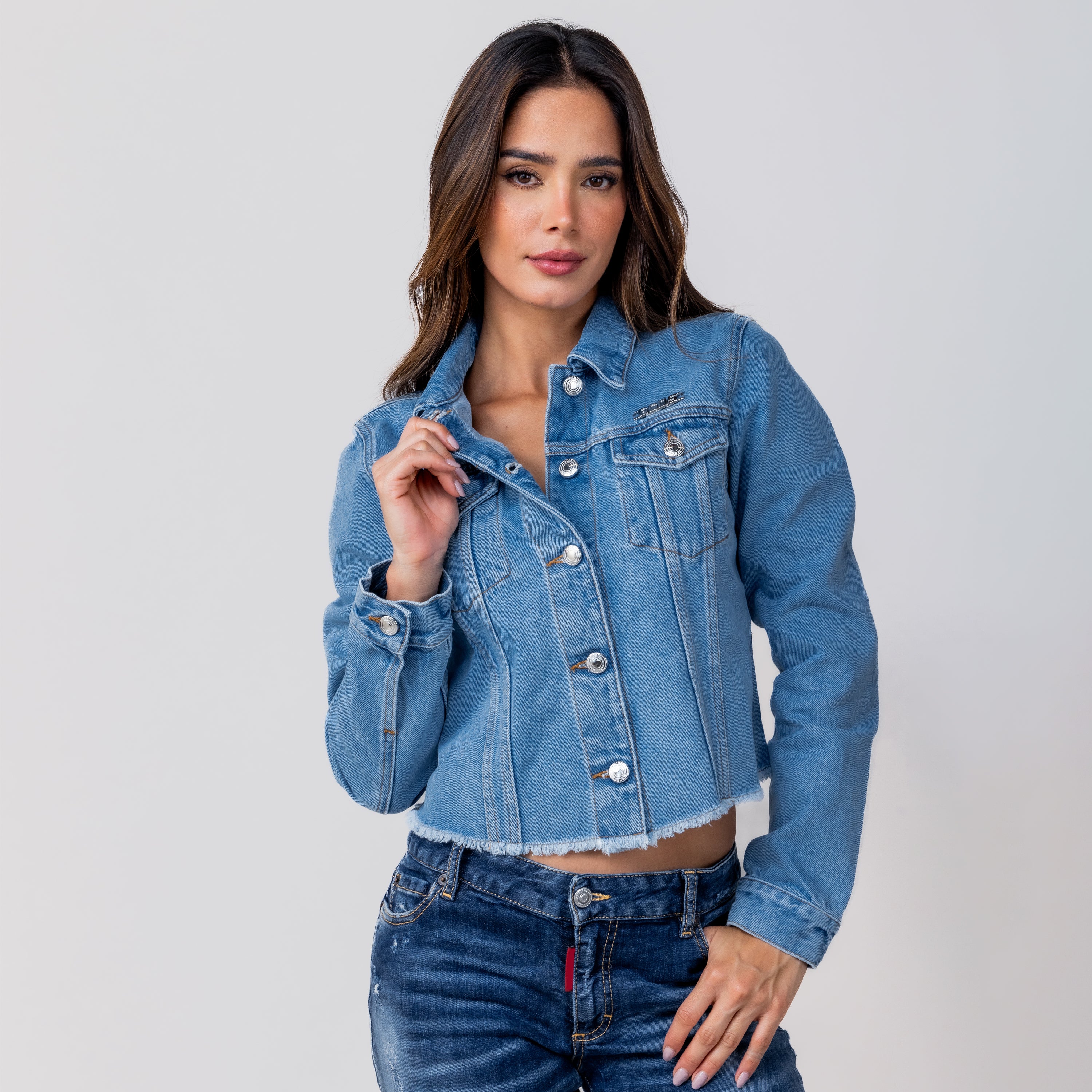 Chaqueta Denim GCDS Crystal Back Logo
