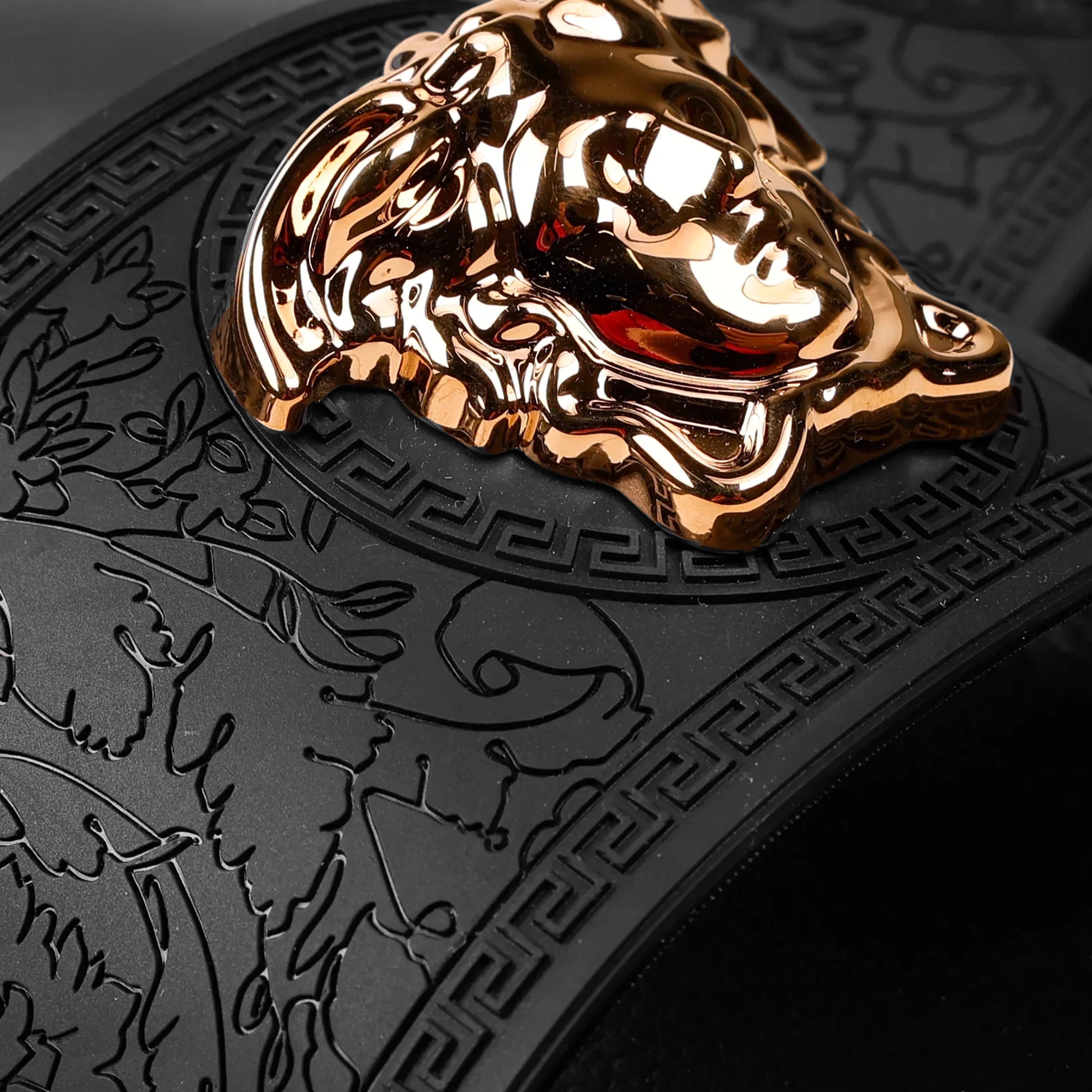 Sandalias Negras Versace Dorada Medusa