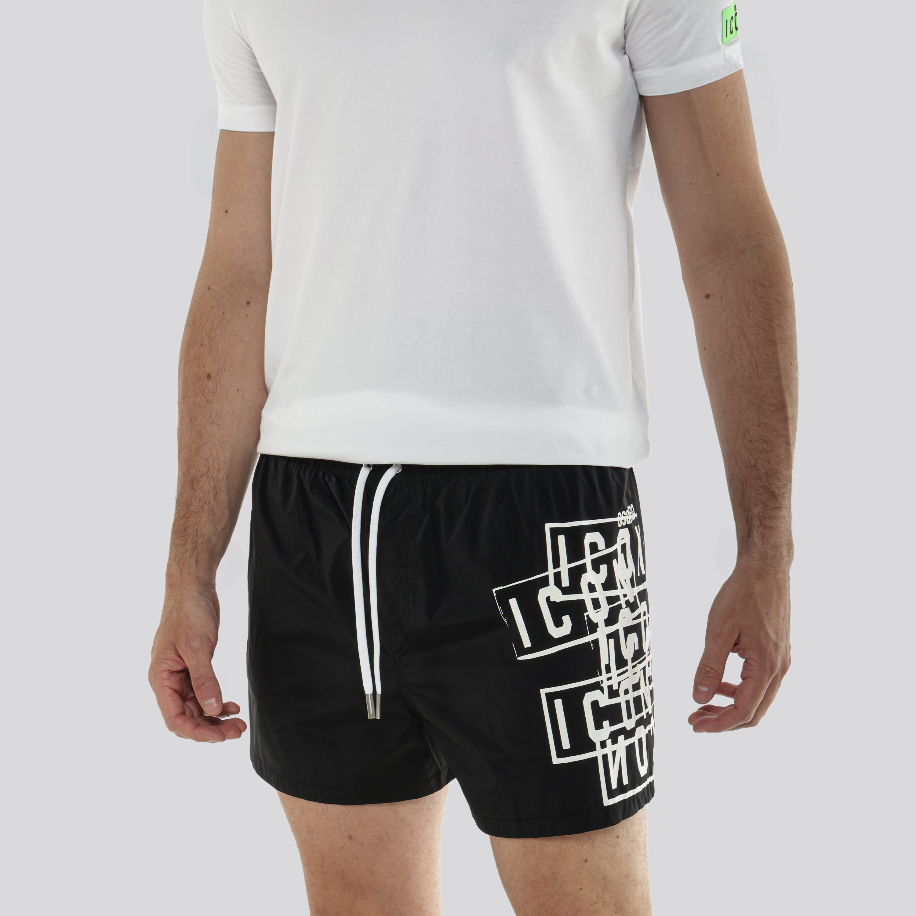 Pantaloneta Negra Dsquared2 Icon Stamps