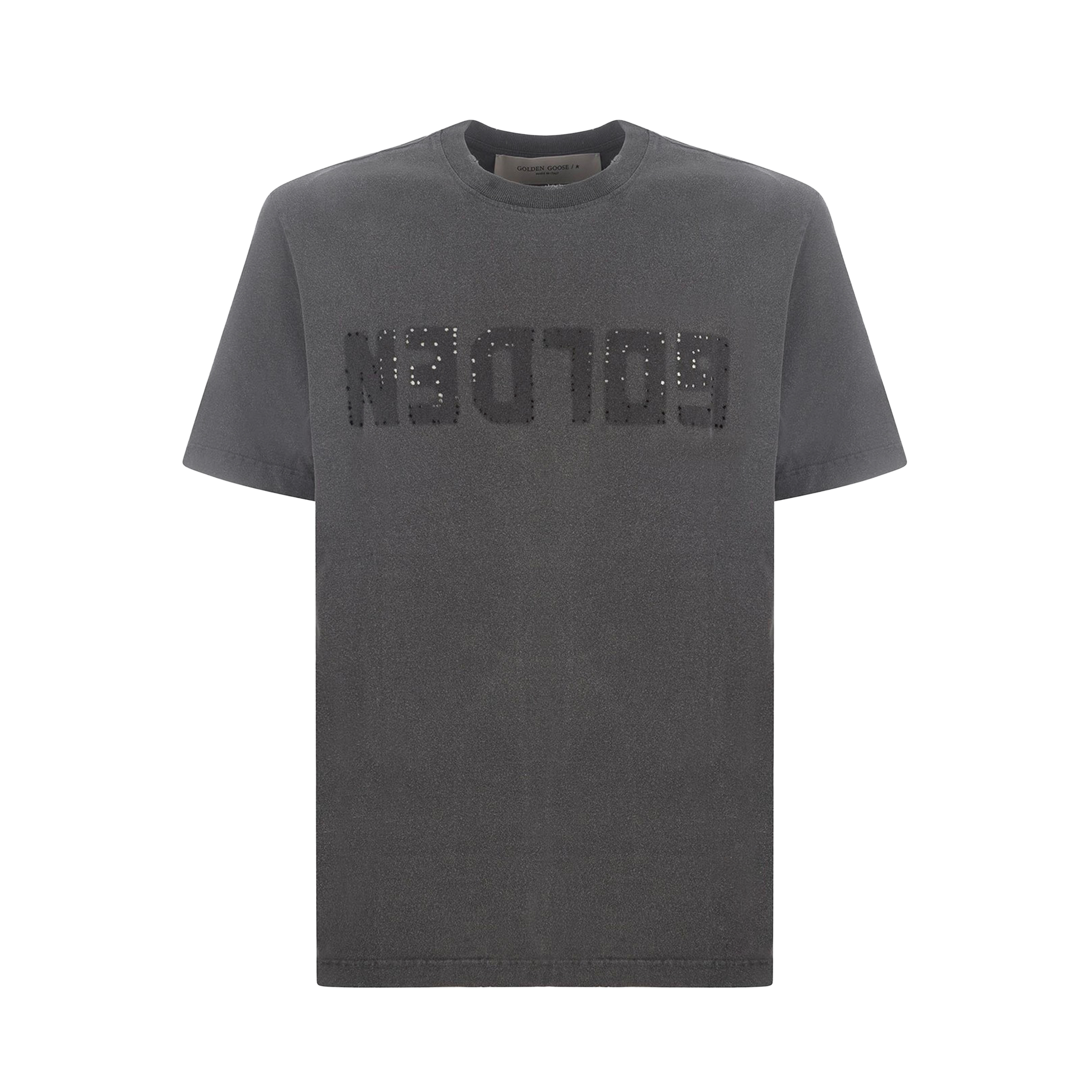 Camiseta Gris Golden Goose Distressedn Logo