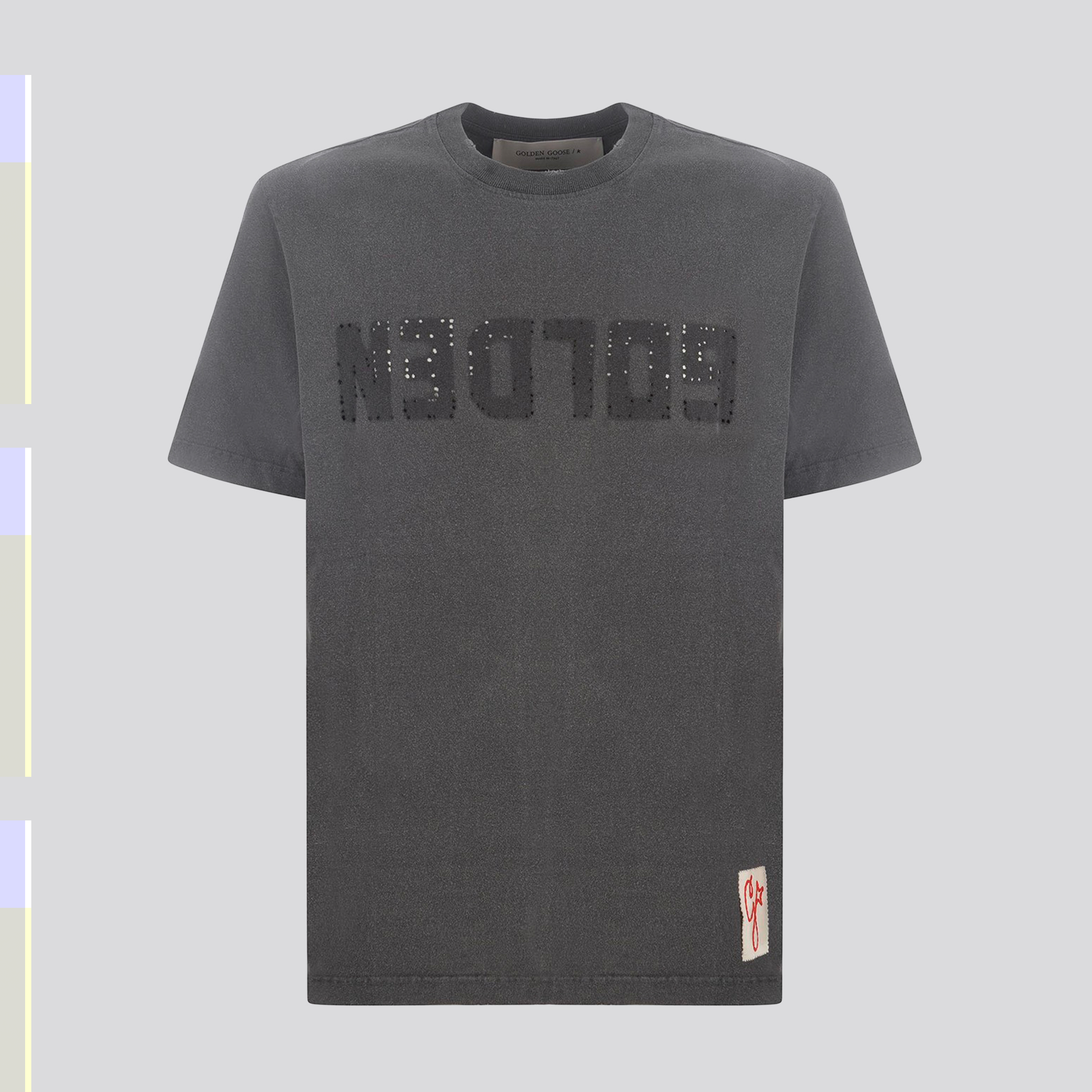 Camiseta Gris Golden Goose Distressedn Logo