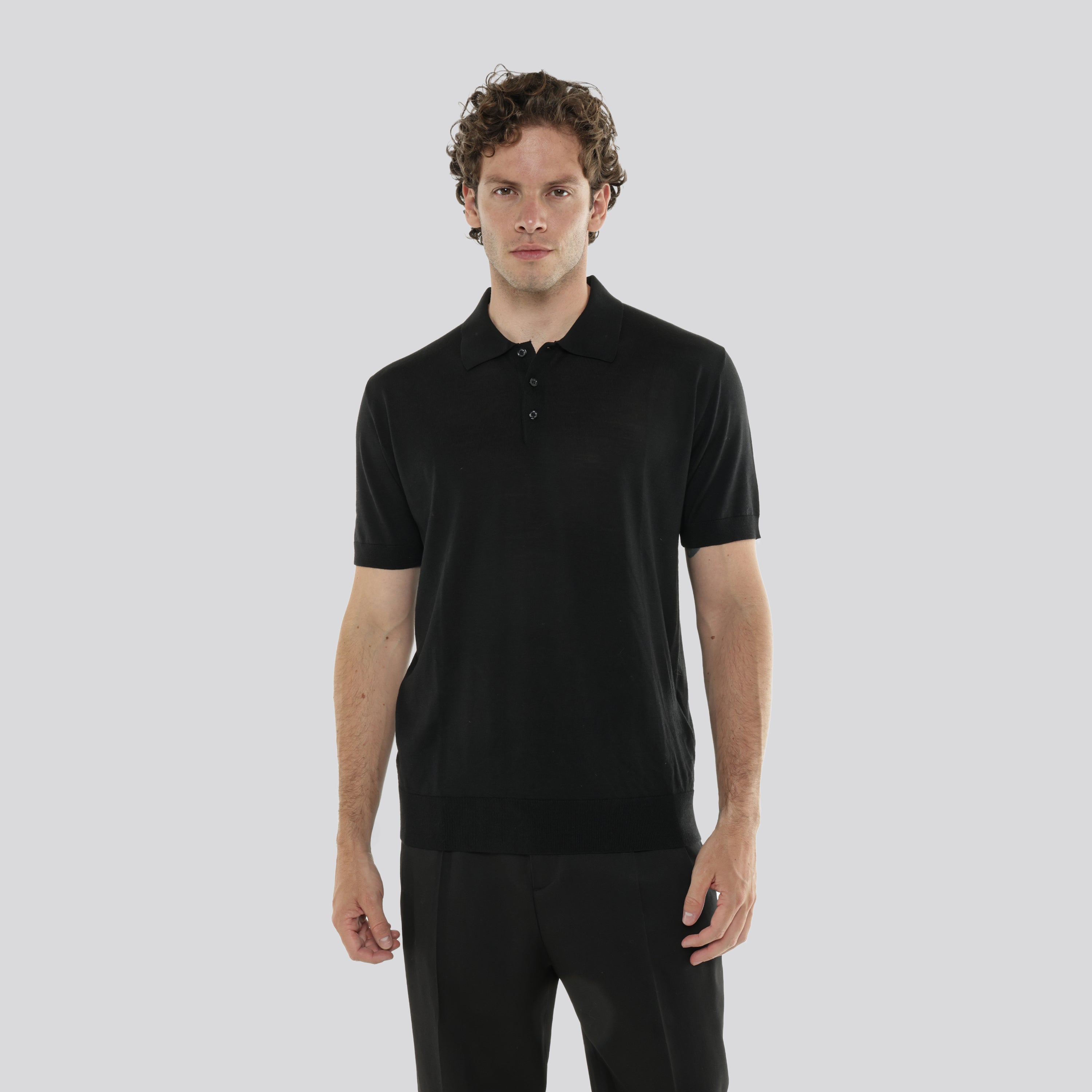 Camiseta Tipo Polo Negra Golden Goose Merino